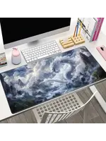 Mouse Pad 16x35 Inch White Dragon