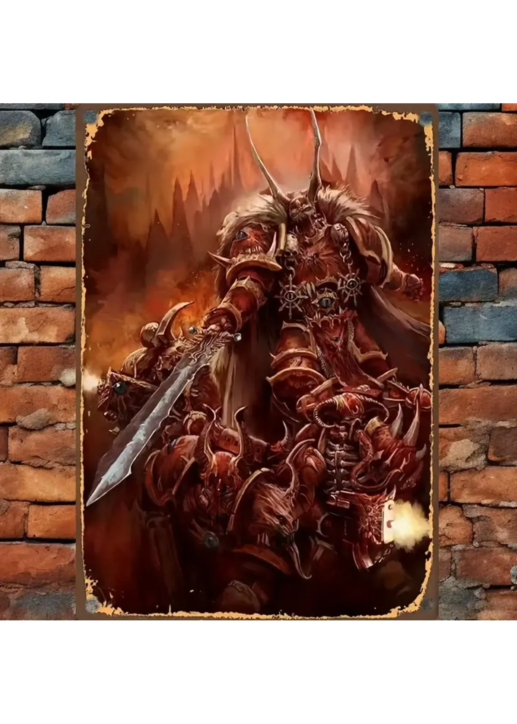 Metal Wall Sign 8x12 Inch Star Warrior with Sword