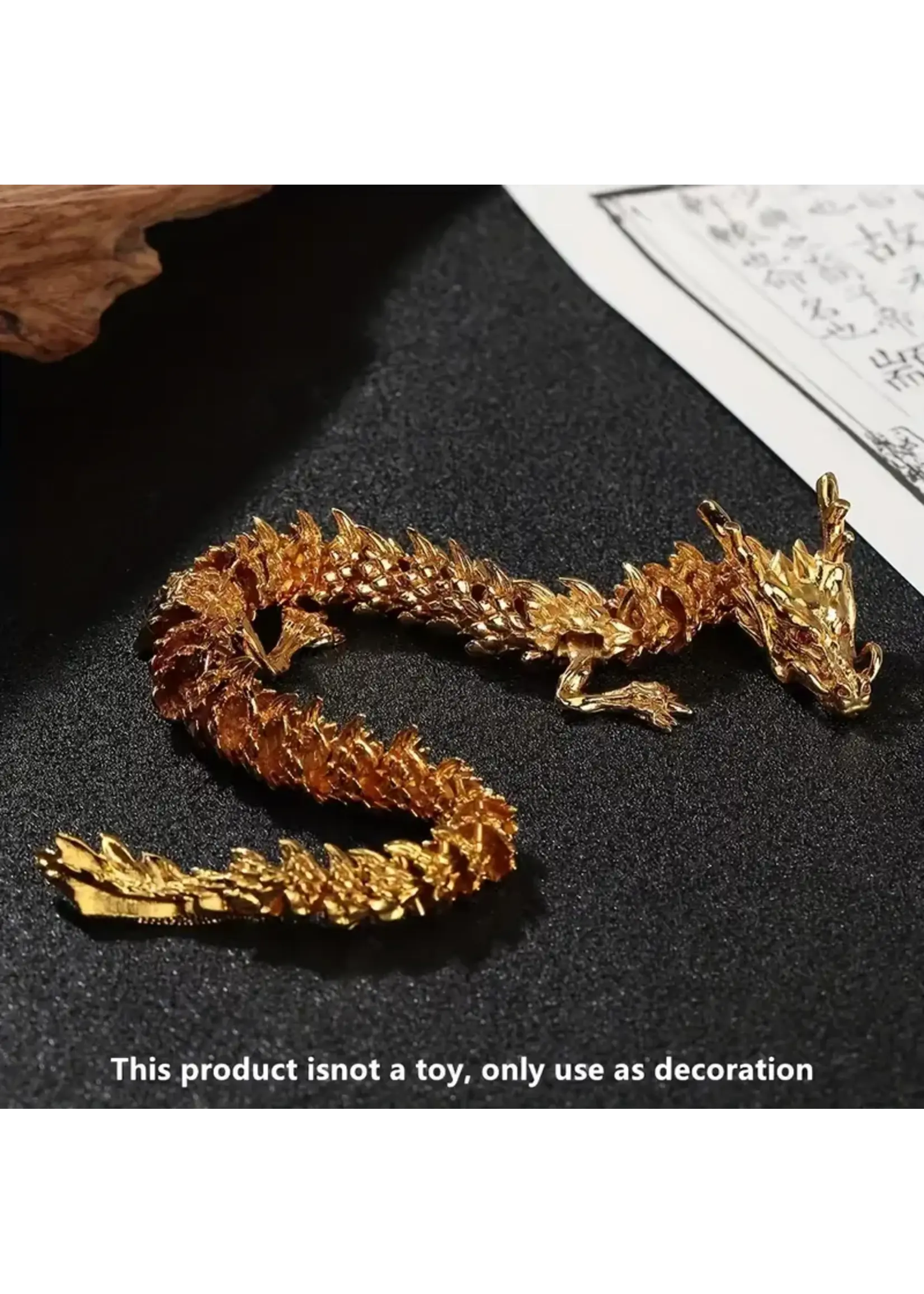 Five Claw Dragon Desktop Ornament with Movable Joints Golden Color