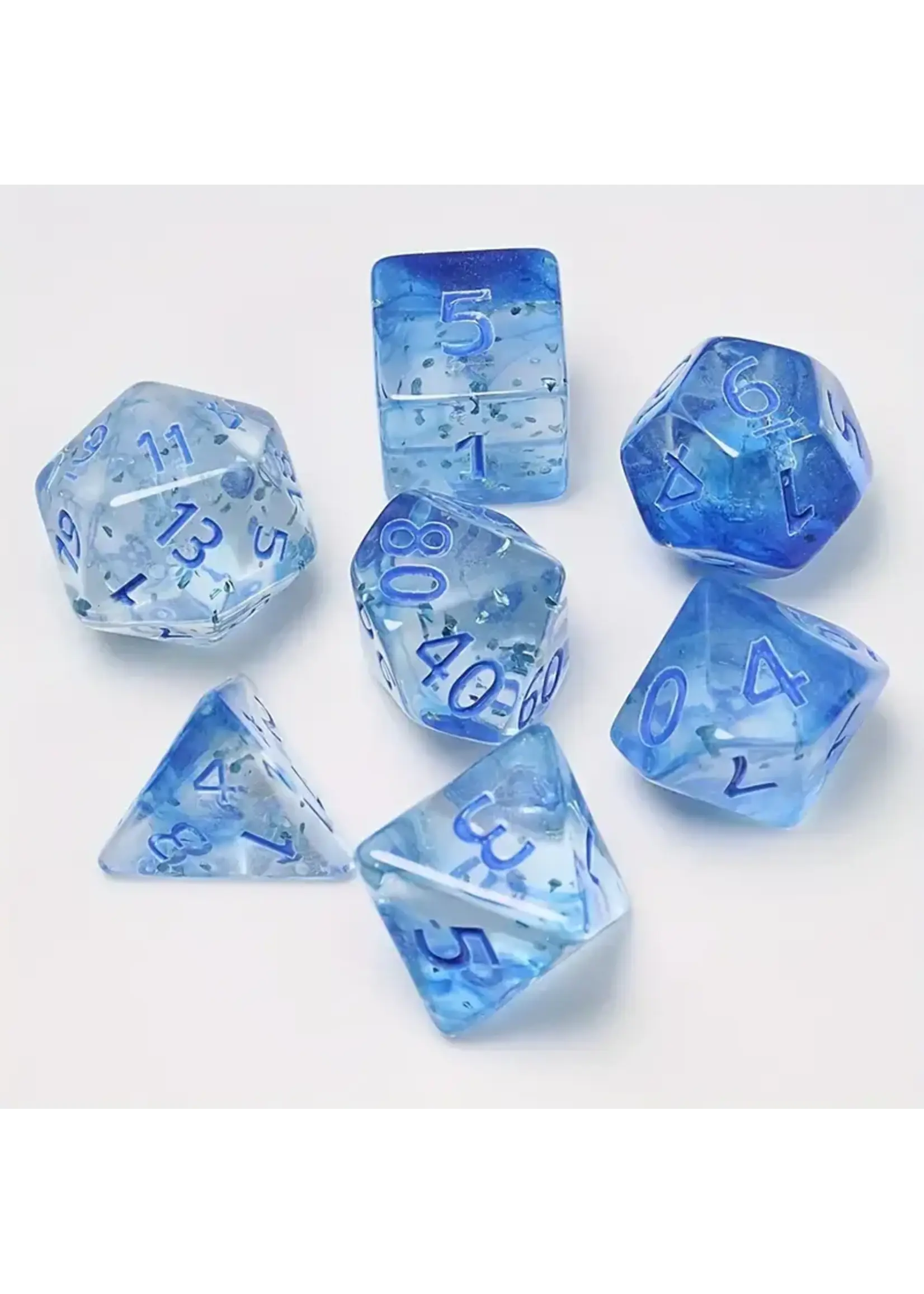 Dice RPG 7pc Translucent with Metal Flakes Blue
