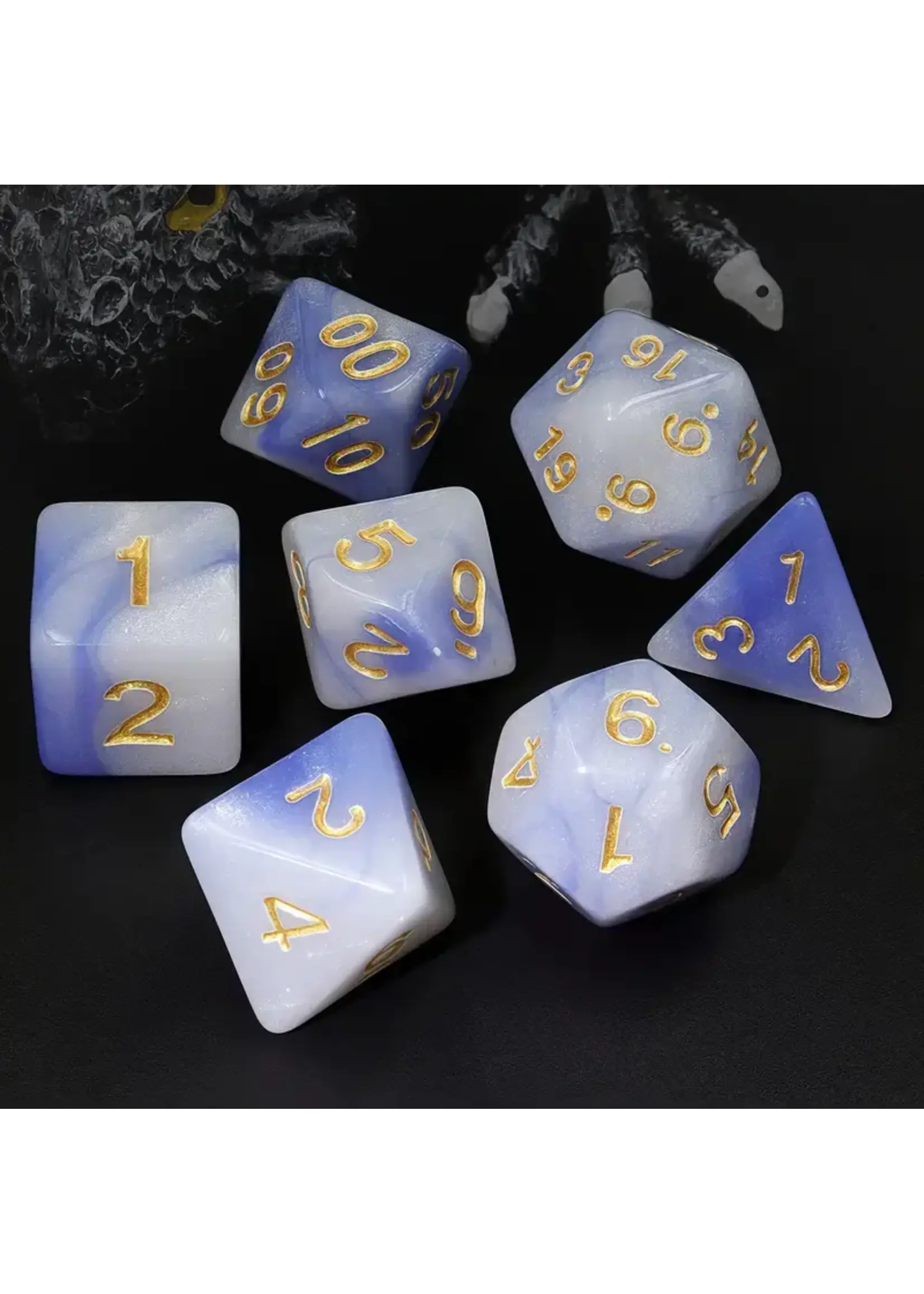 Dice RPG 7pc Marble Purple/White