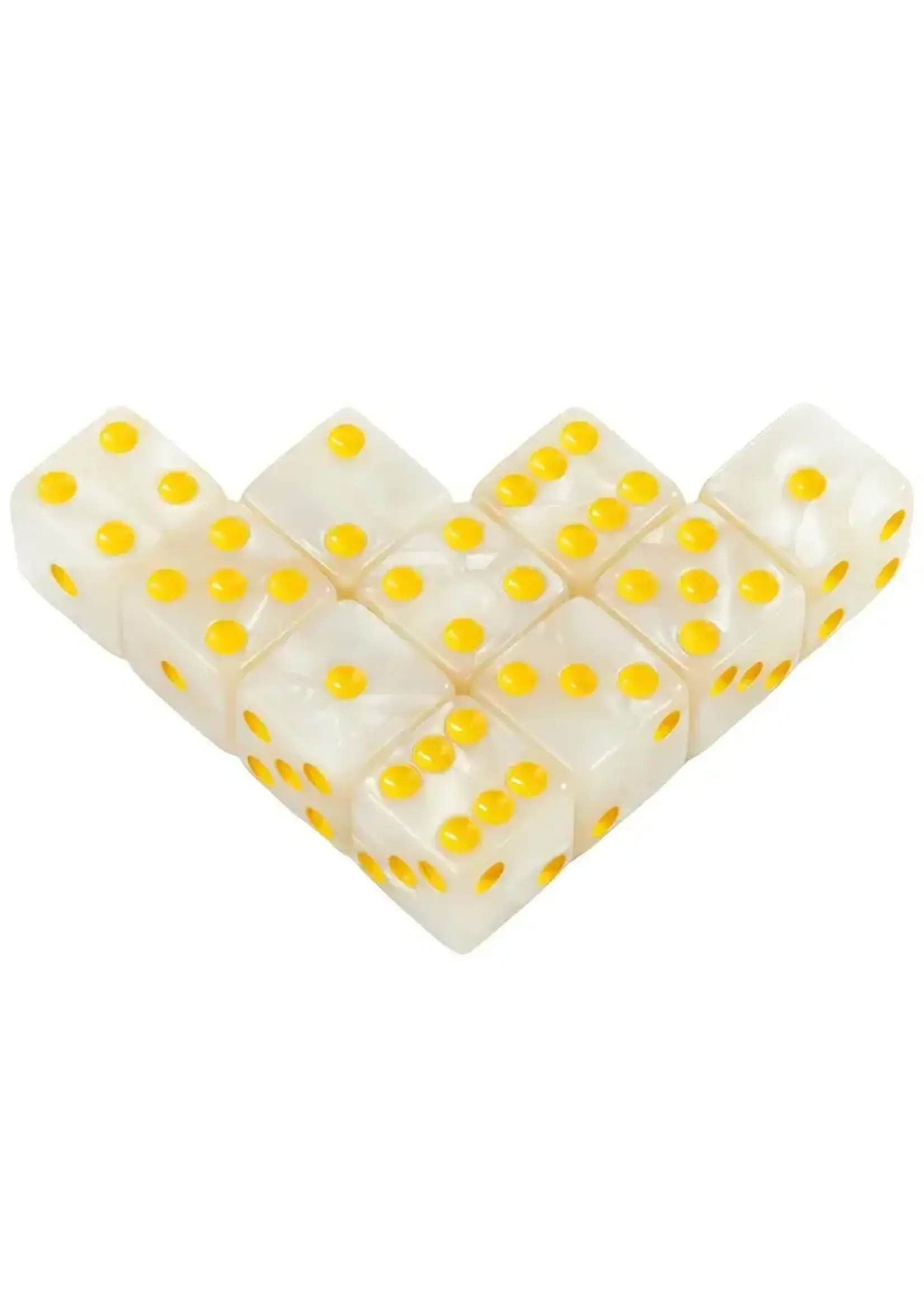 Dice 16mm 10pc Pearl White Golden