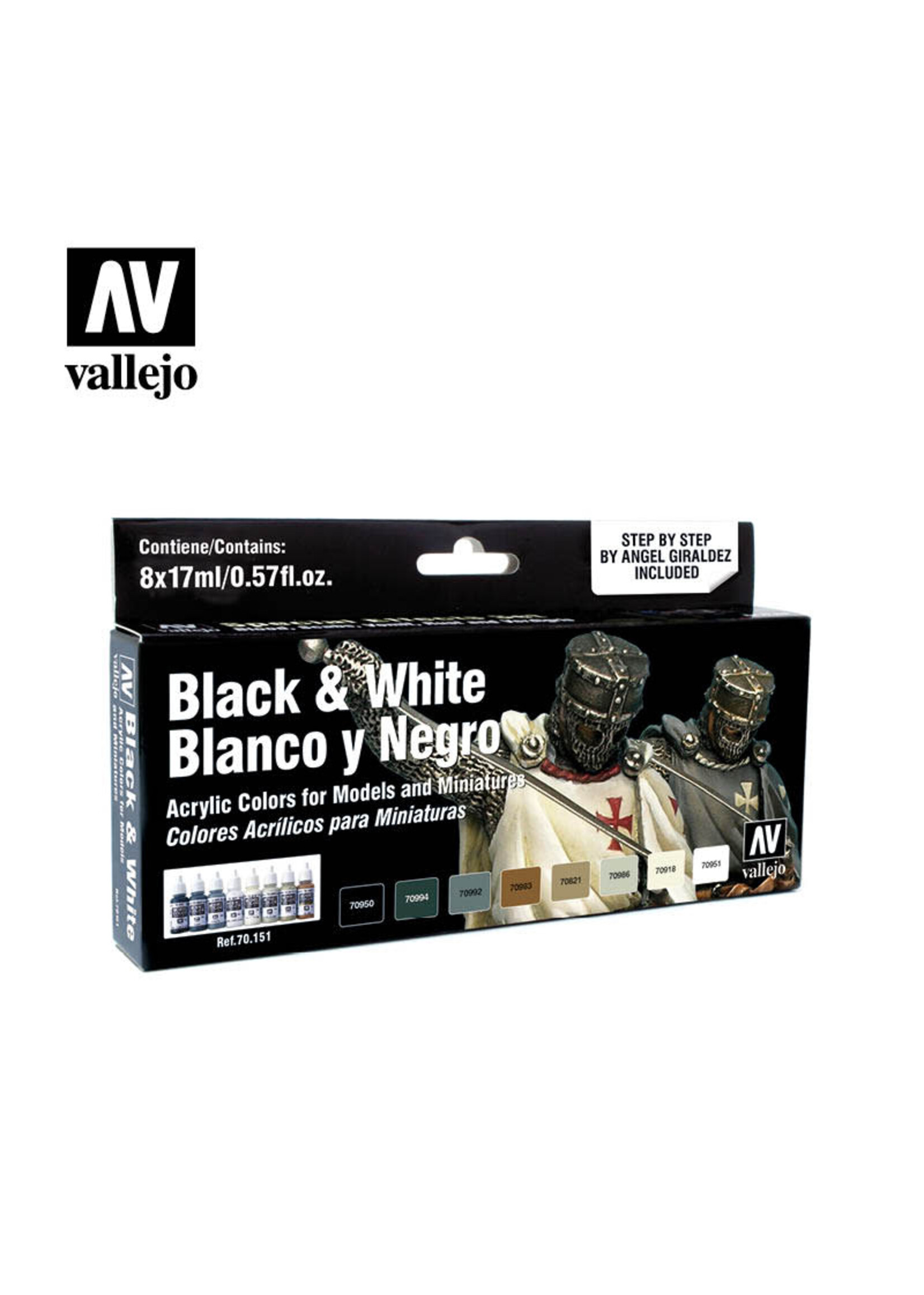 Vallejo VAL70151 Blacks & Whites Paint Set (8pc)