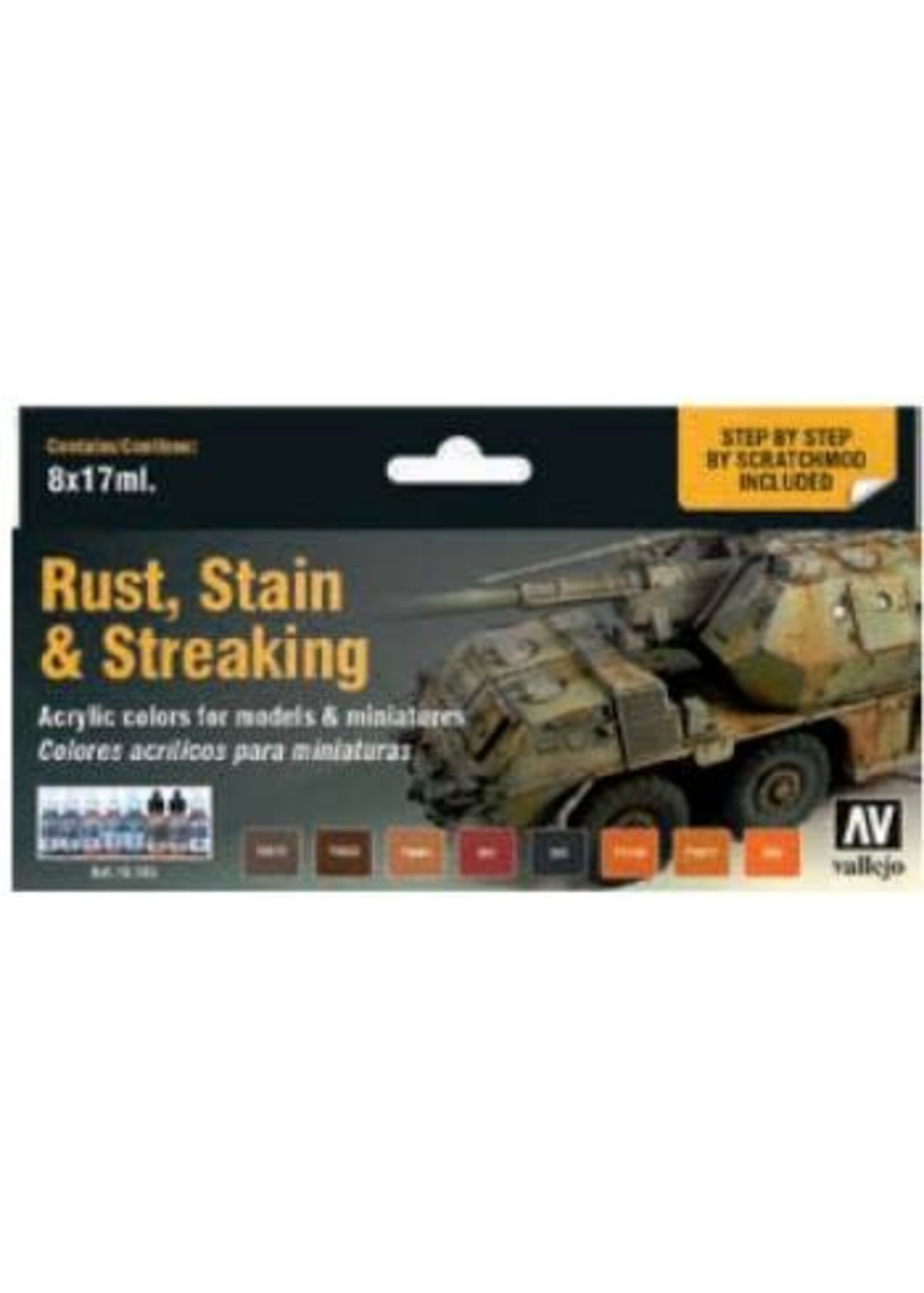 Vallejo VAL70183 Staining Rust & Streaking Paint Set (8pc)