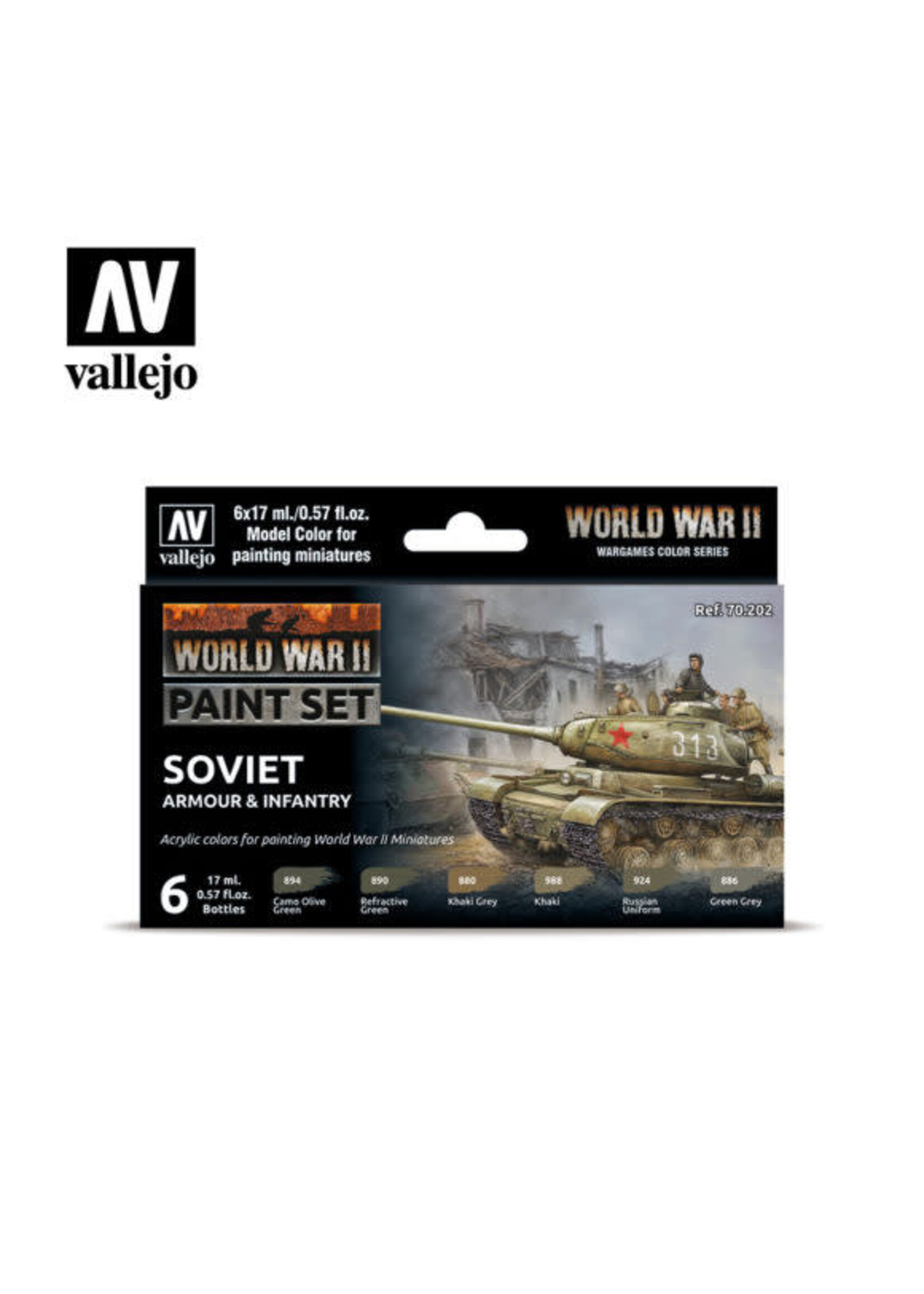 Vallejo VAL70202 WWII Soviet Armour & Infantry Paint Set (6pc)