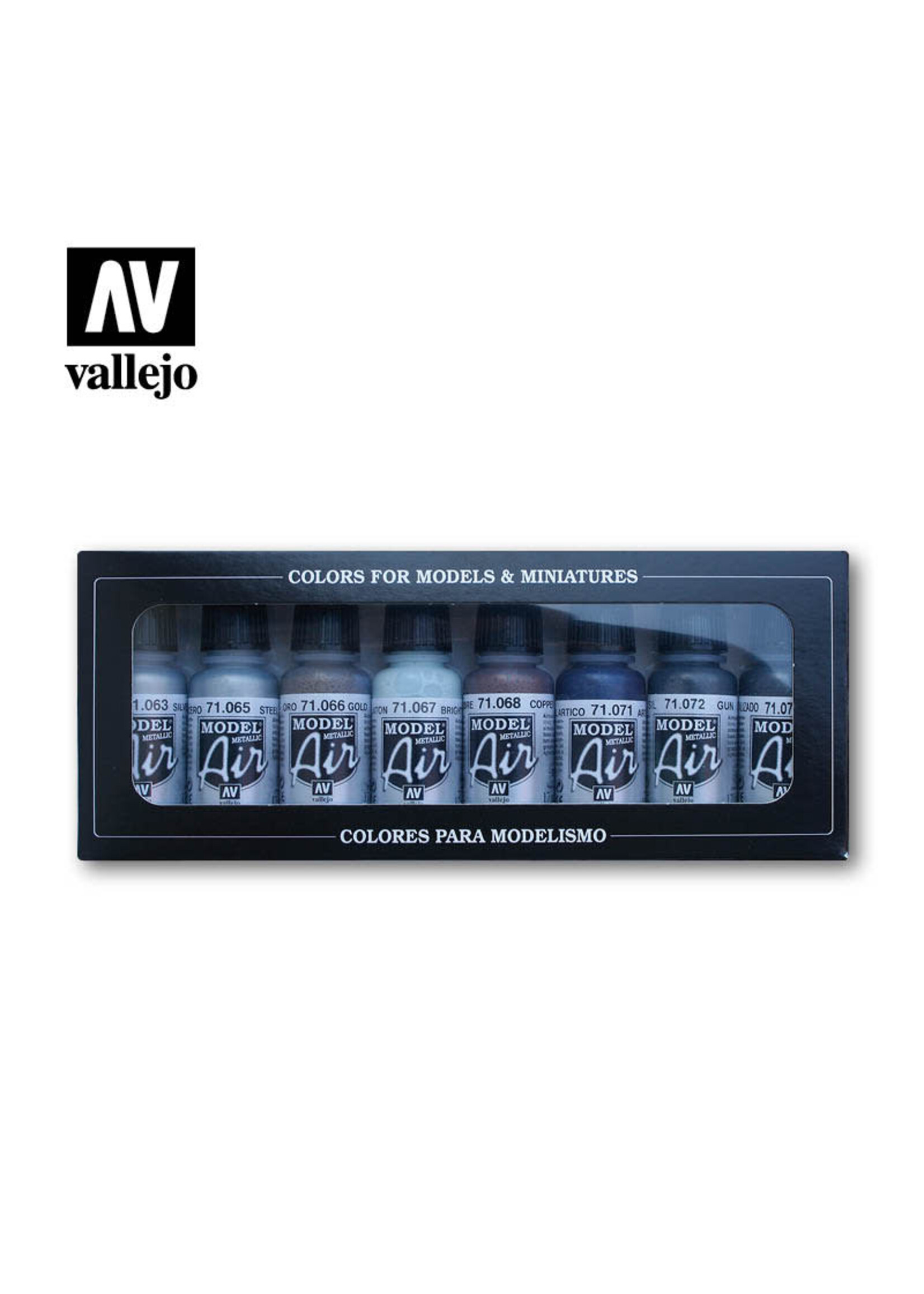 Vallejo VAL71176 Model Air Metallic Colors Paint Set (8pc)