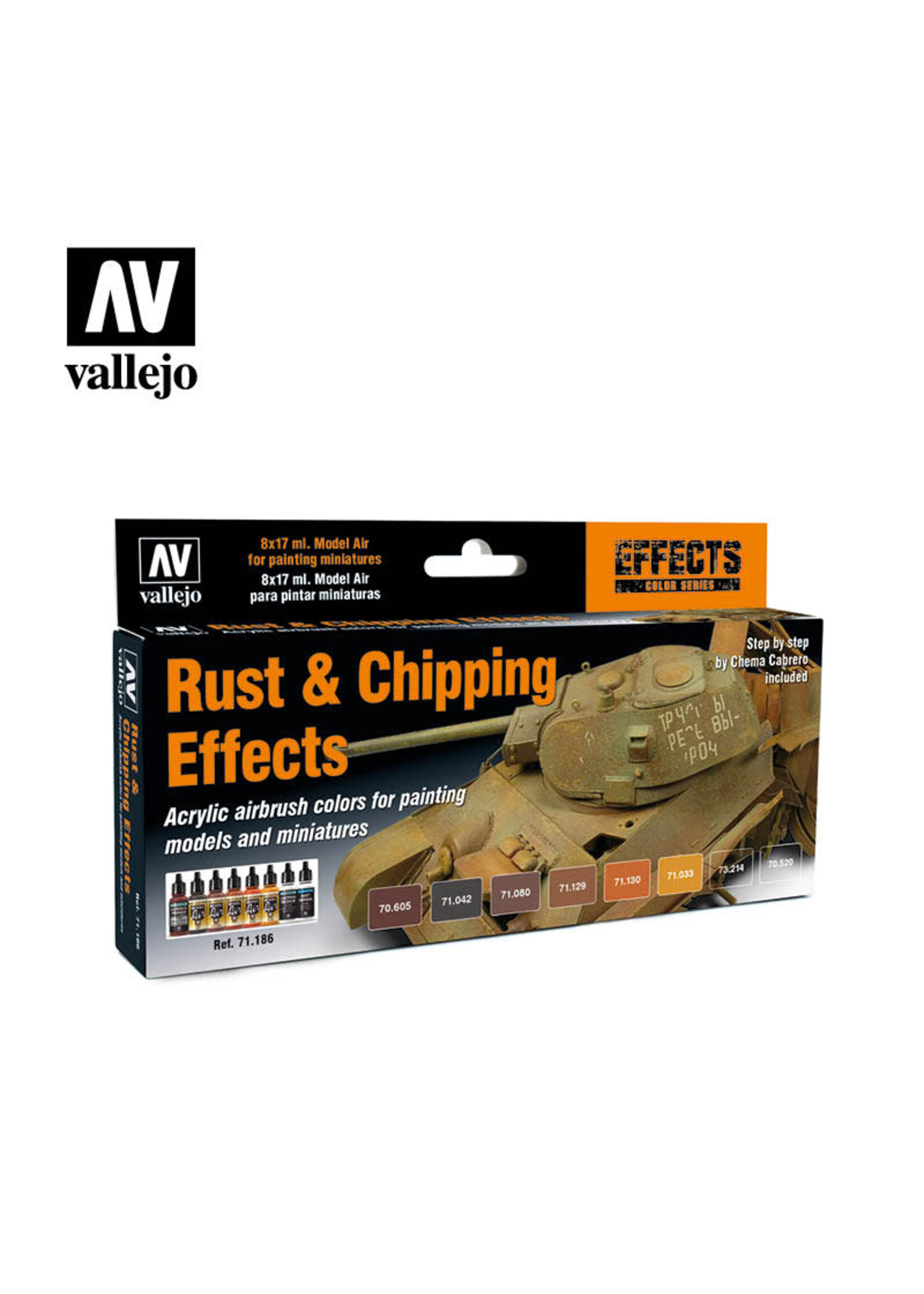 Vallejo VAL71186 Model Air Rust & Chipping Effects Paint Set (8pc)