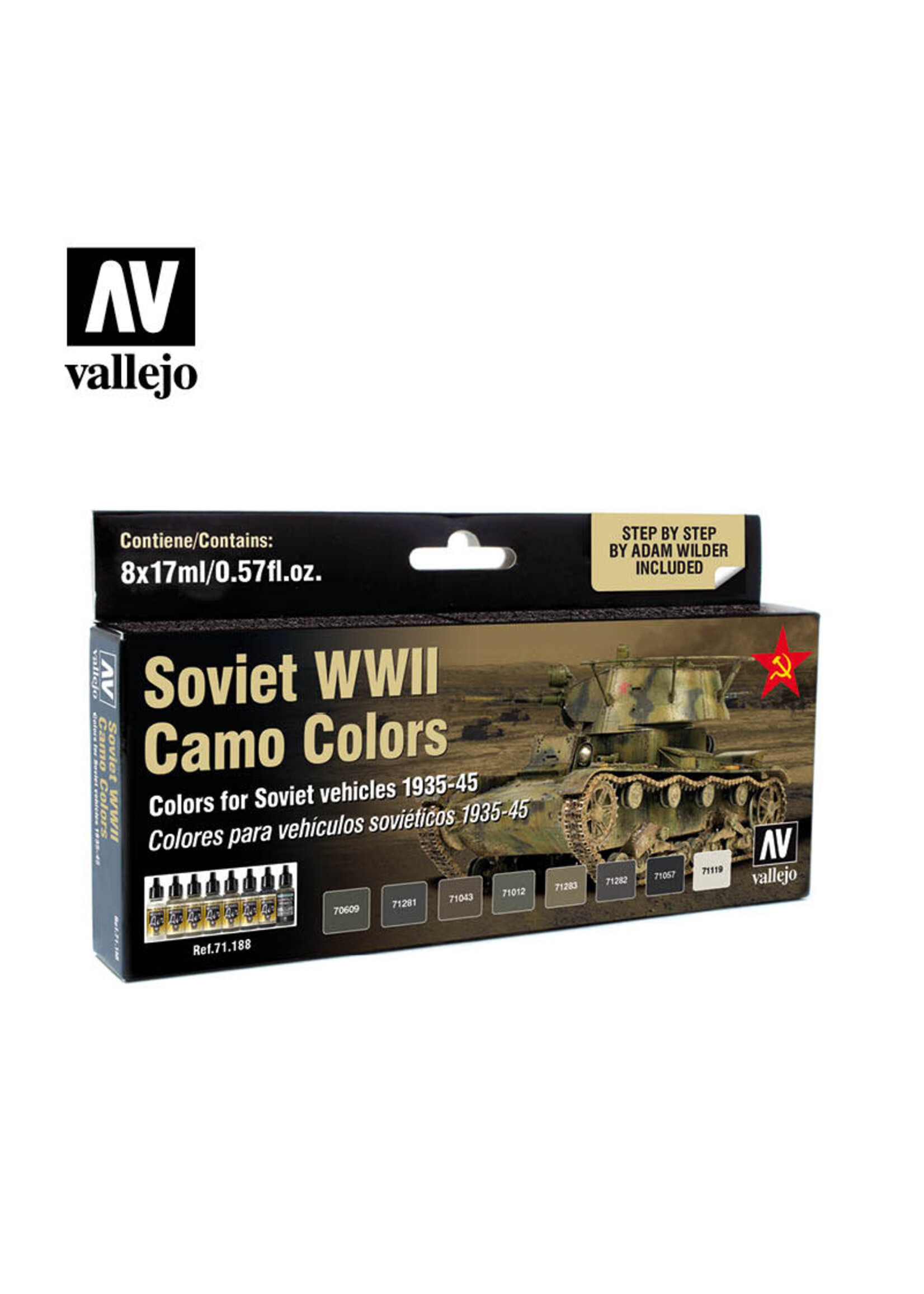 Vallejo VAL71188 Model Air Soviet AFV WWII Camo Colors Paint Set (8pc)