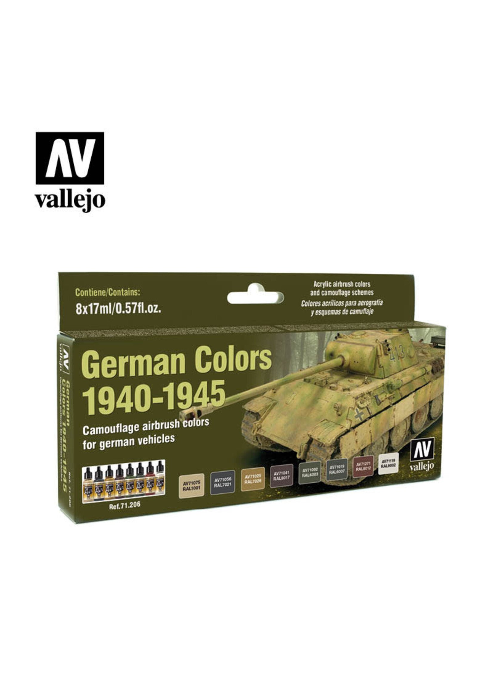 Vallejo VAL71206 Model Air German Colors 1940-45 Paint Set (8pc)