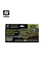 Vallejo VAL71614 Model Air British Colors UK/BEF/EUR 1939-45 Paint Set (8pc)