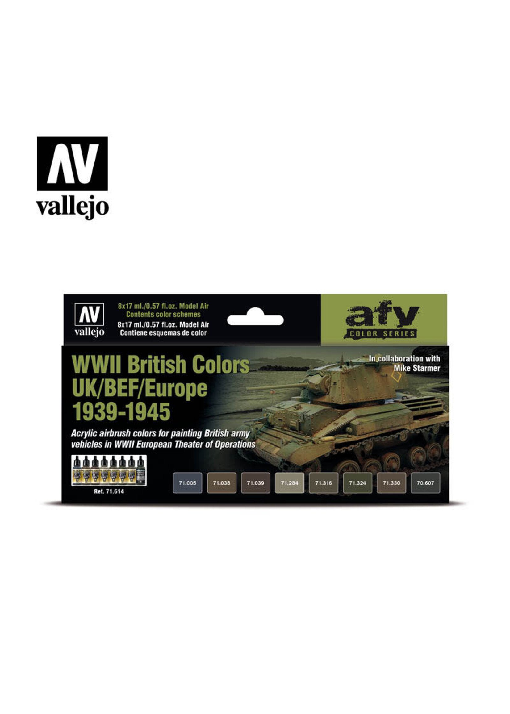 Vallejo VAL71614 Model Air British Colors UK/BEF/EUR 1939-45 Paint Set (8pc)