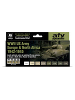Vallejo VAL71625 Model Air WWII Army Colors Europe & North Africa Paint Set (8pc)