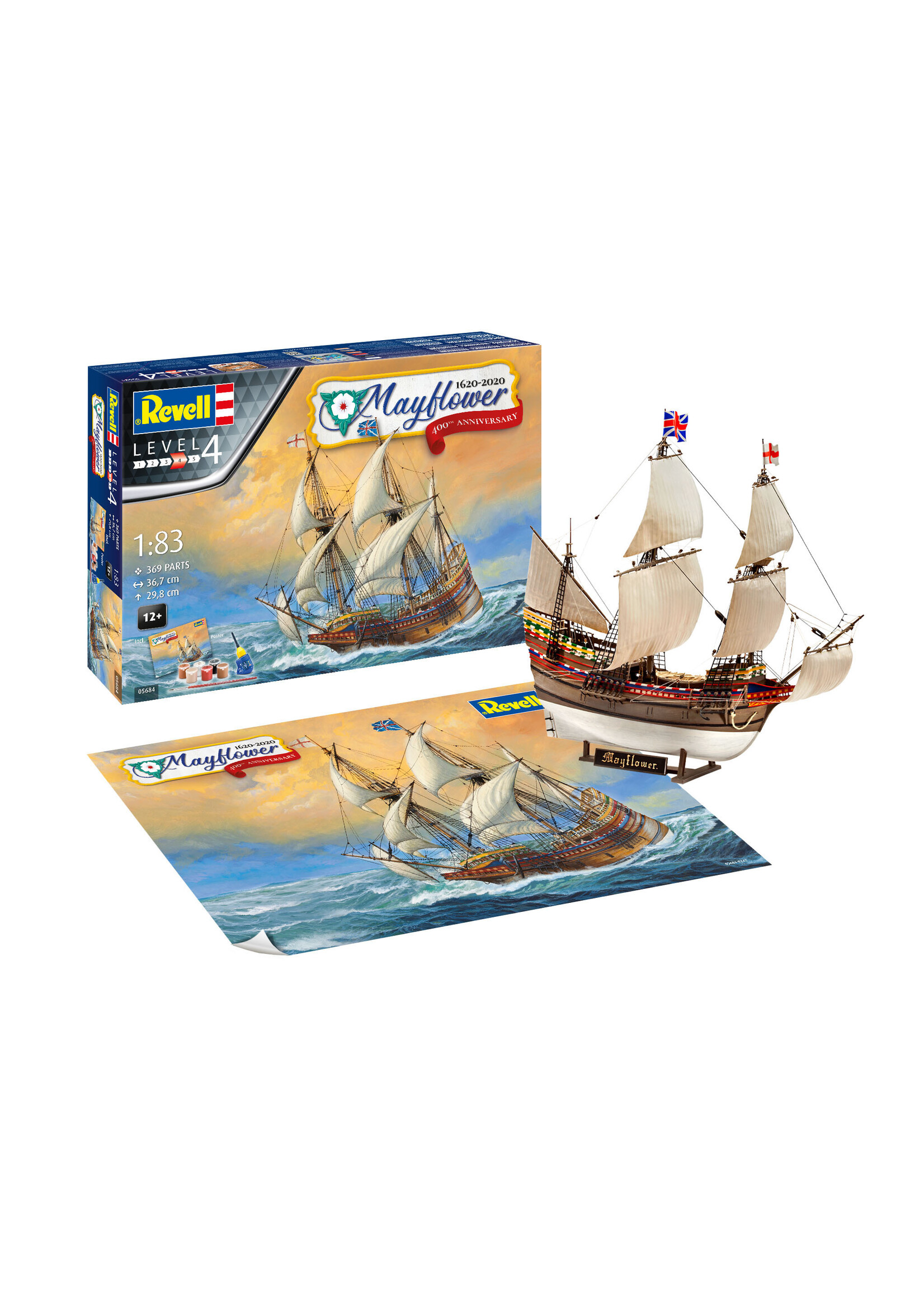 Revell Germany RVG5684 Mayflower 400th Anniversary Gift Set (1/83)