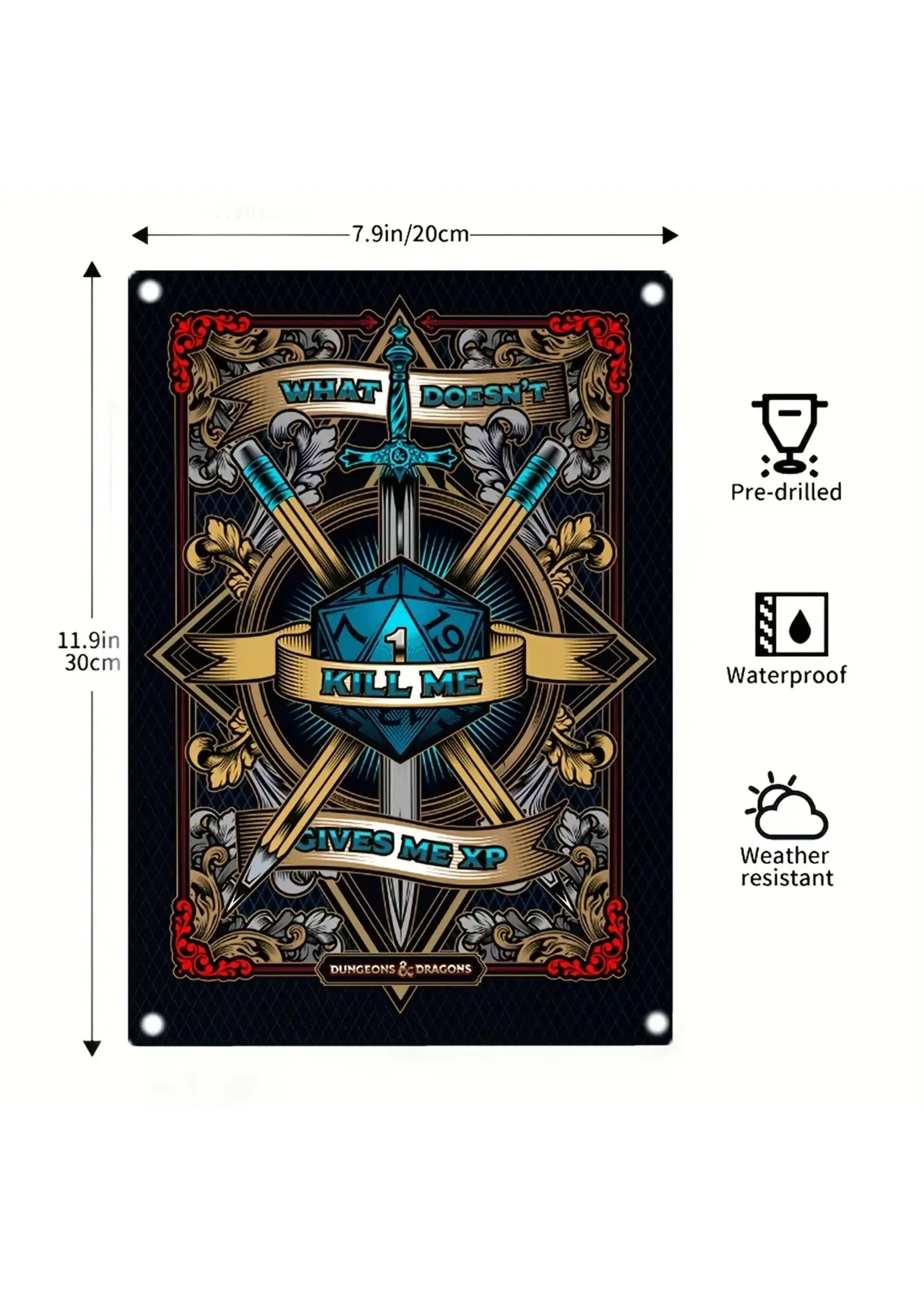 Metal Wall Sign 8x12 Inch What Doesn't Kill Me Gives Me XP