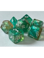 Dice RPG 7pc Glitter Green-Golden