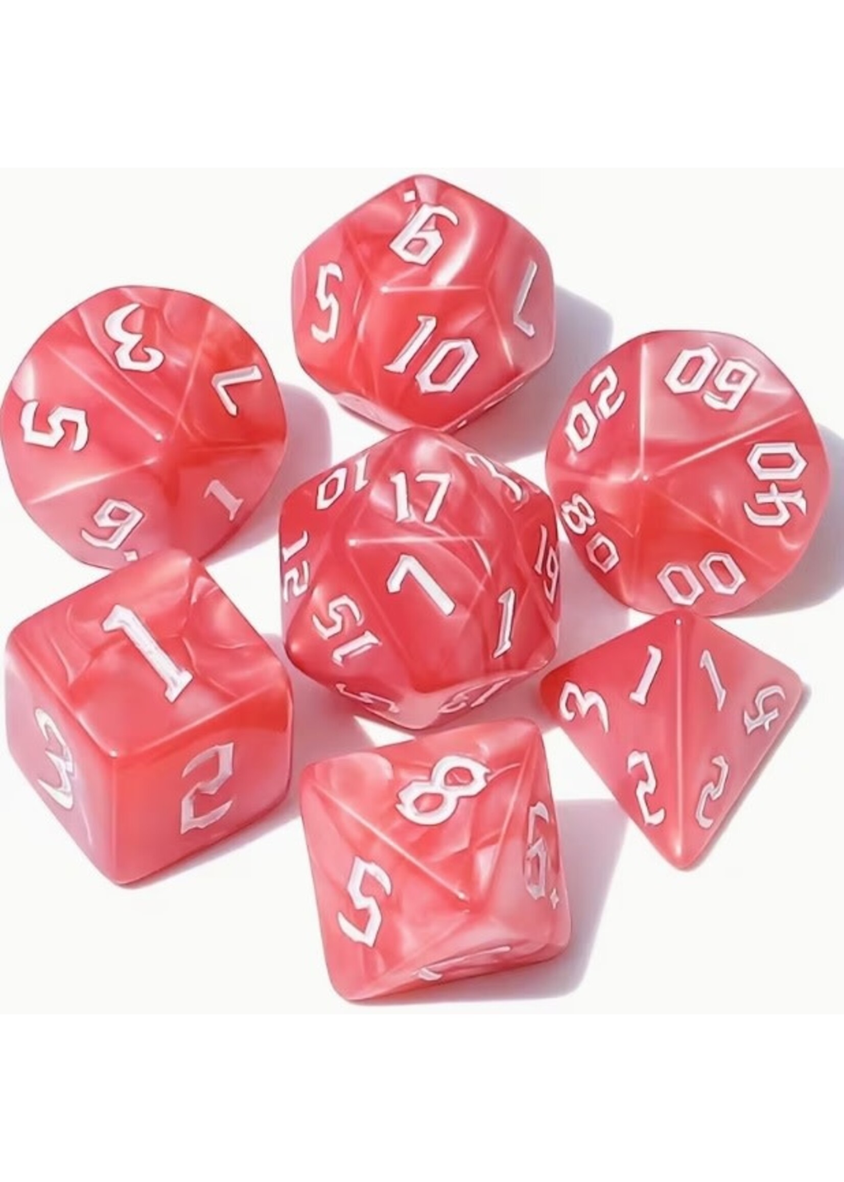 Dice RPG 7pc Pink White