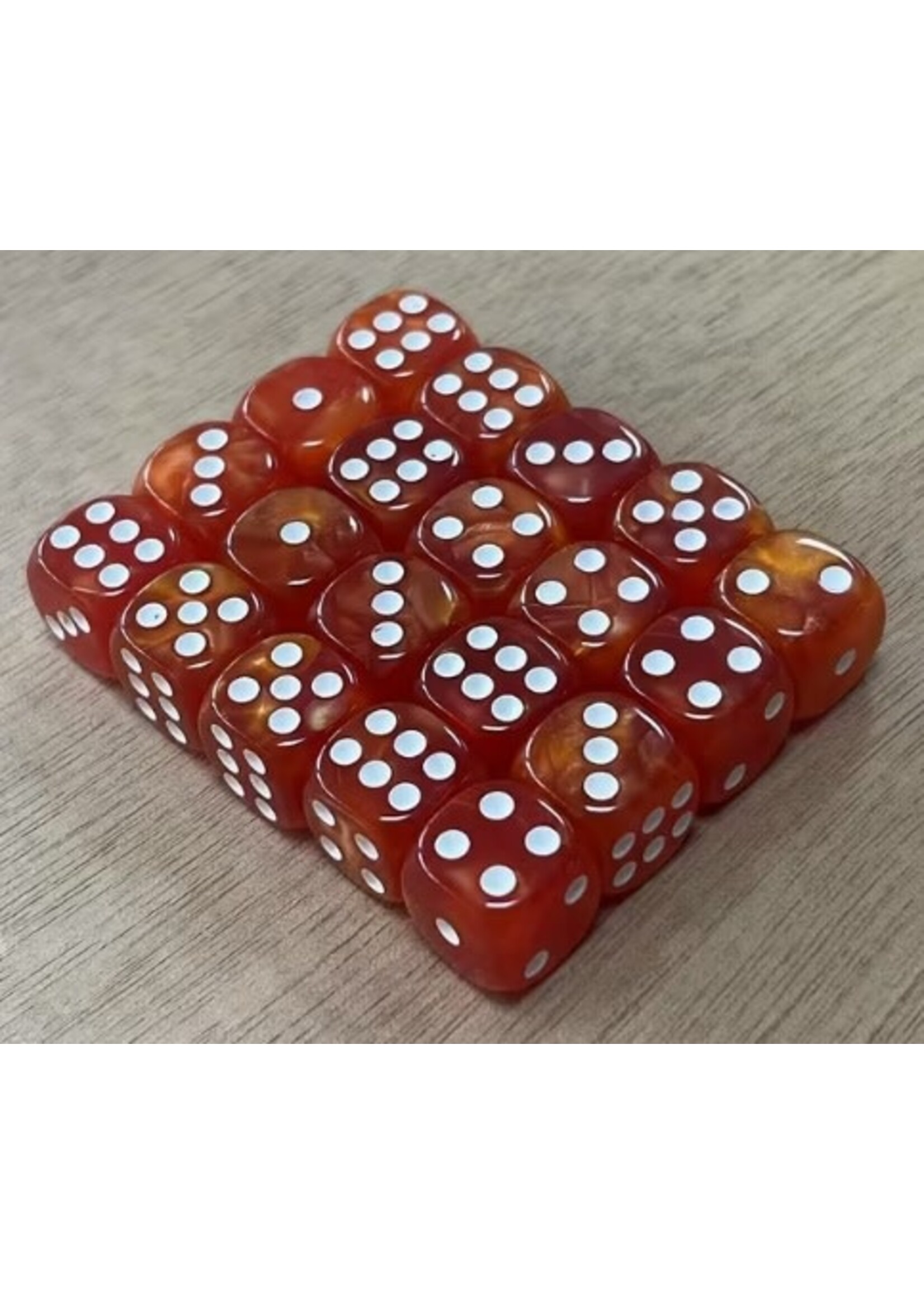 Dice 12mm 20pc Pearl Orange White