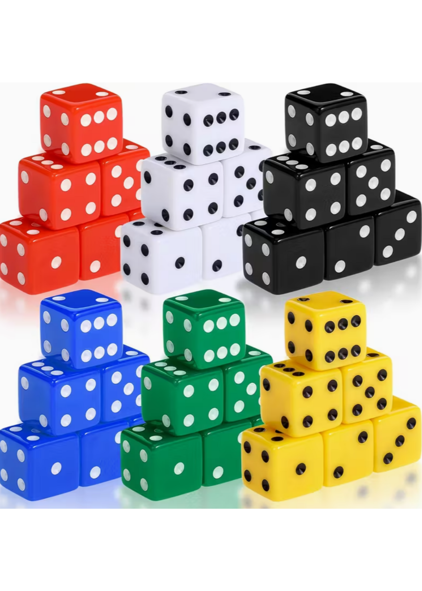 Dice 19mm 12pc Opaque Assorted Colors