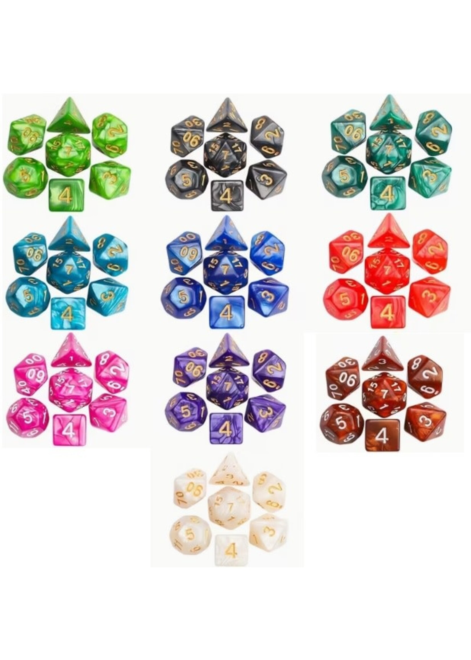 Dice RPG 7pc Pearl Marble Assorted Colors