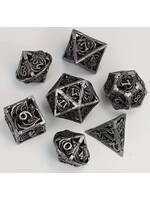 Dice RPG 7pc Hollow Metal Cthulhu Antique Silver
