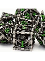 Dice RPG 7pc Hollow Metal Reaper Ancient Nickel and Green