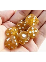 Dice 16mm 10pc Glitter Light Yellow
