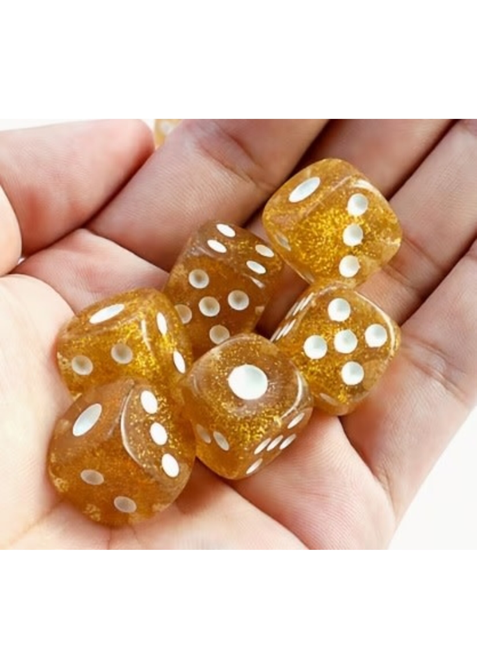 Dice 16mm 10pc Glitter Light Yellow