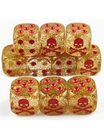 Dice 16mm 12pc Glitter Yellow & Red Pirate Skull