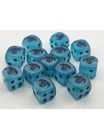 Dice 16mm 12pc Demon Skull Blue & Black