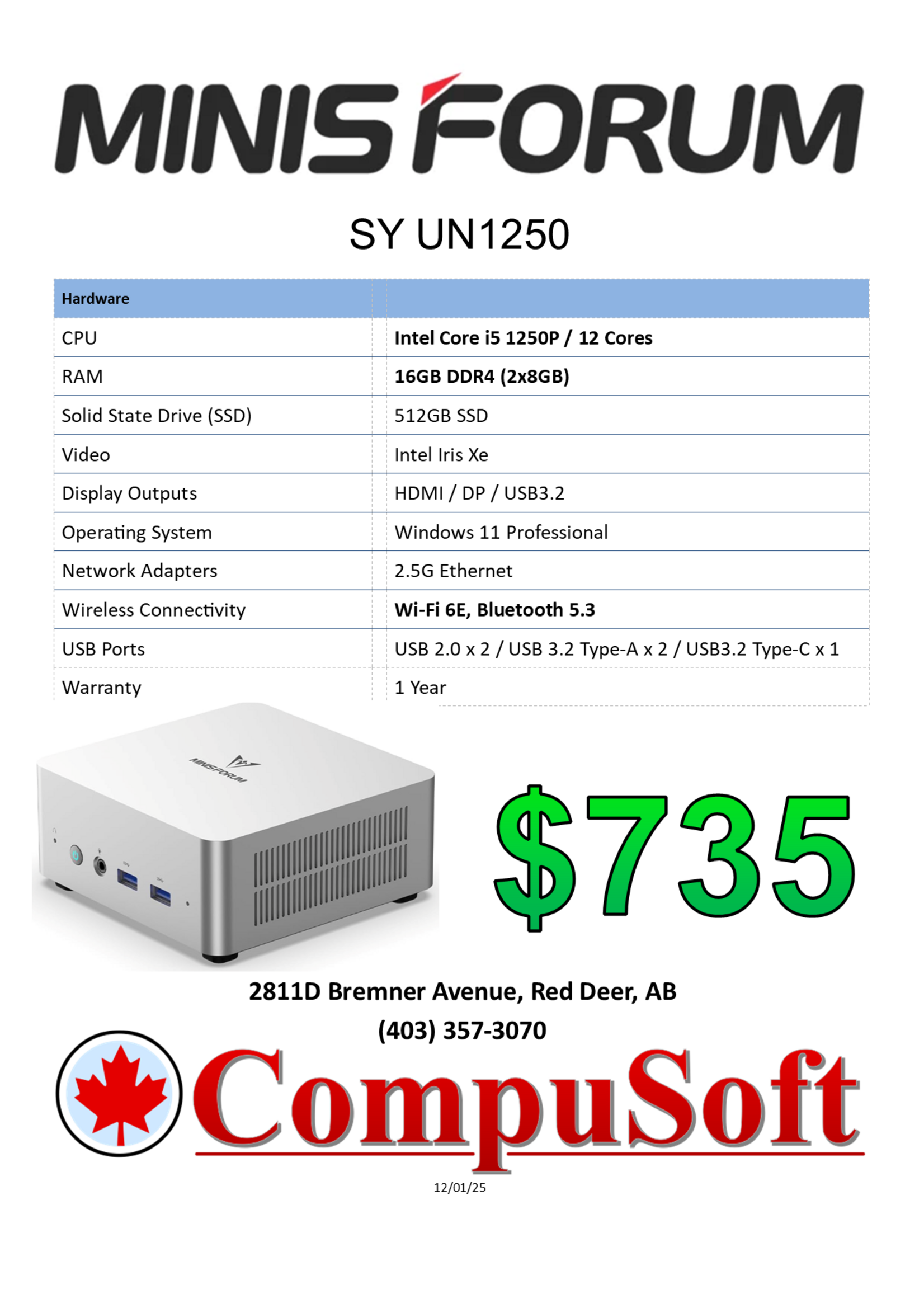 Minisforum Minisforum SY UN1250