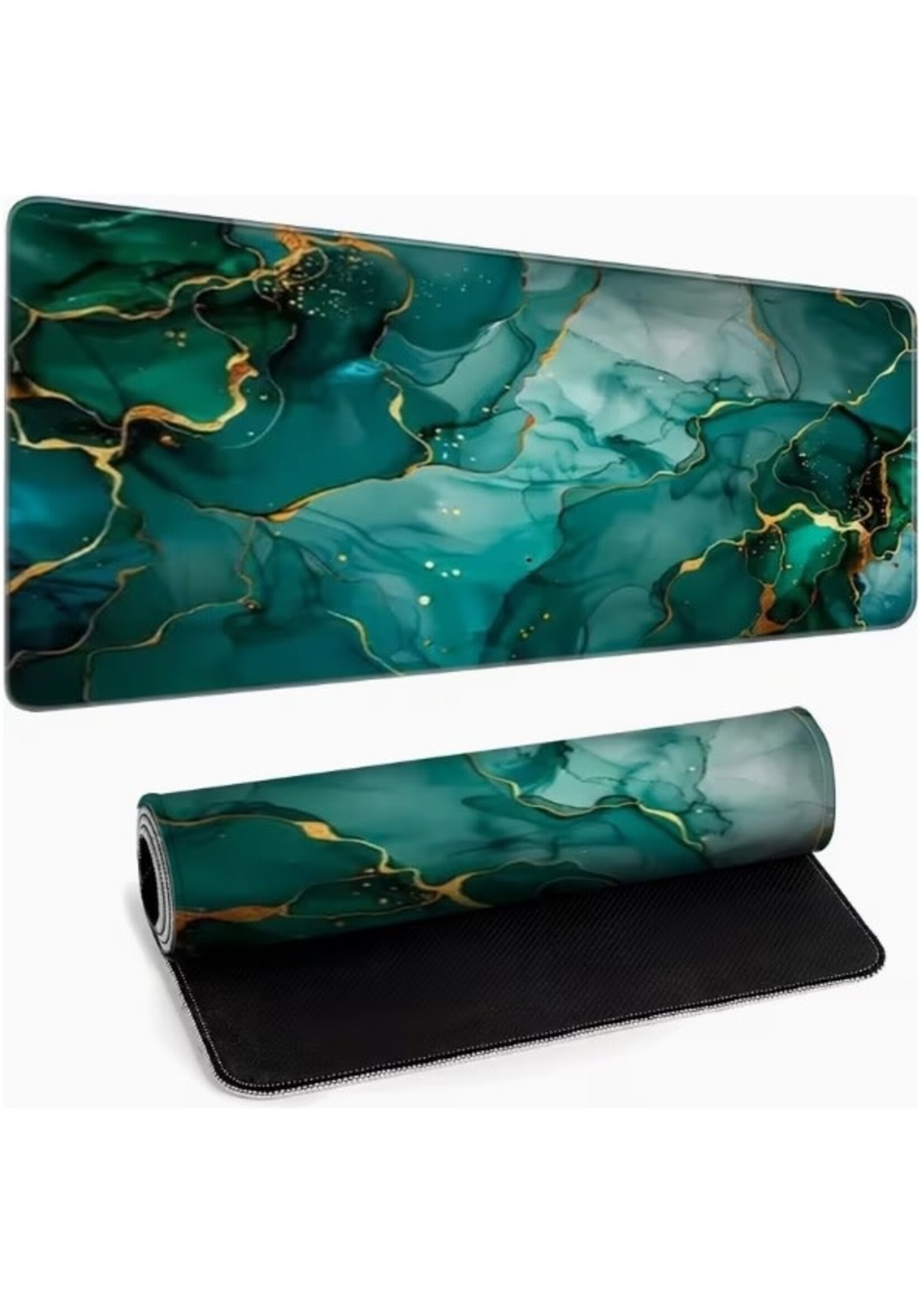 Mouse Pad 16x35 Inch Elegant Green Marble Texture