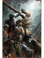 Metal Wall Sign 8x12 Inch Iron Warrior with Axe