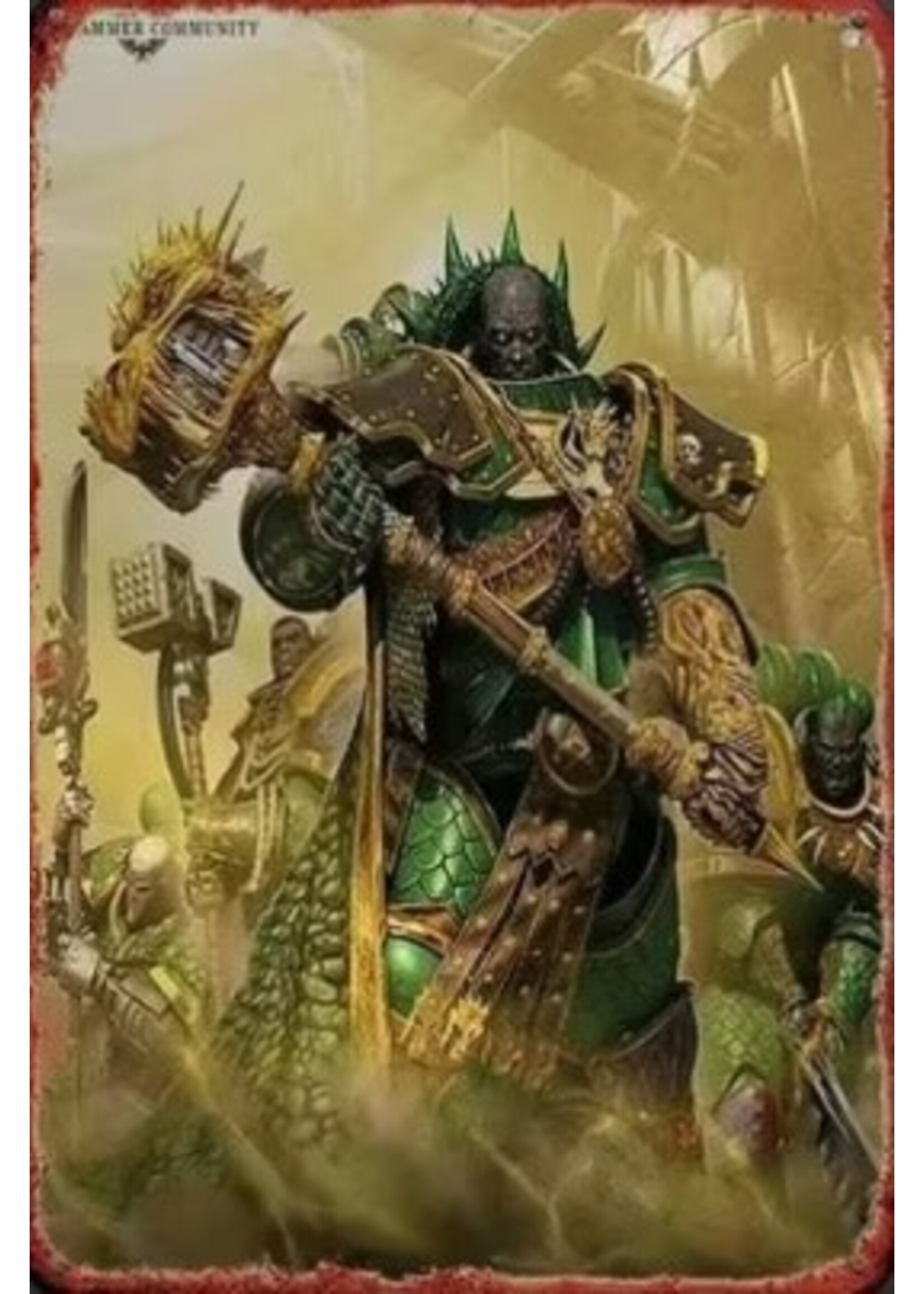 Metal Wall Sign 8x12 Inch Lizard Lord with Hammer