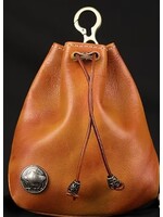 Dice Bag Genuine Leather Brown with Metal Stud