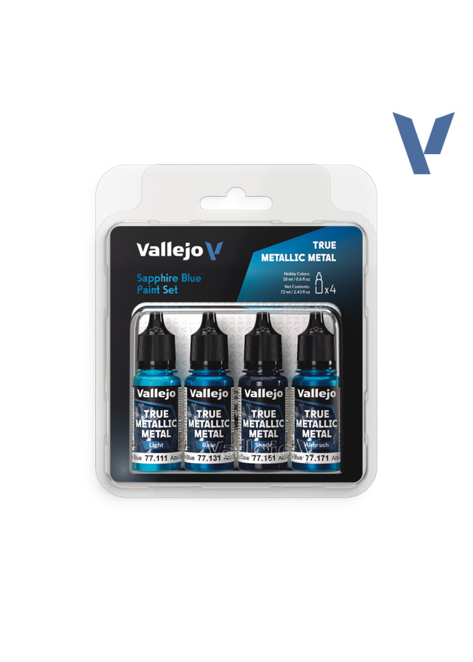 Vallejo VAL77256 True Metallic Sapphire Blue (4pc)