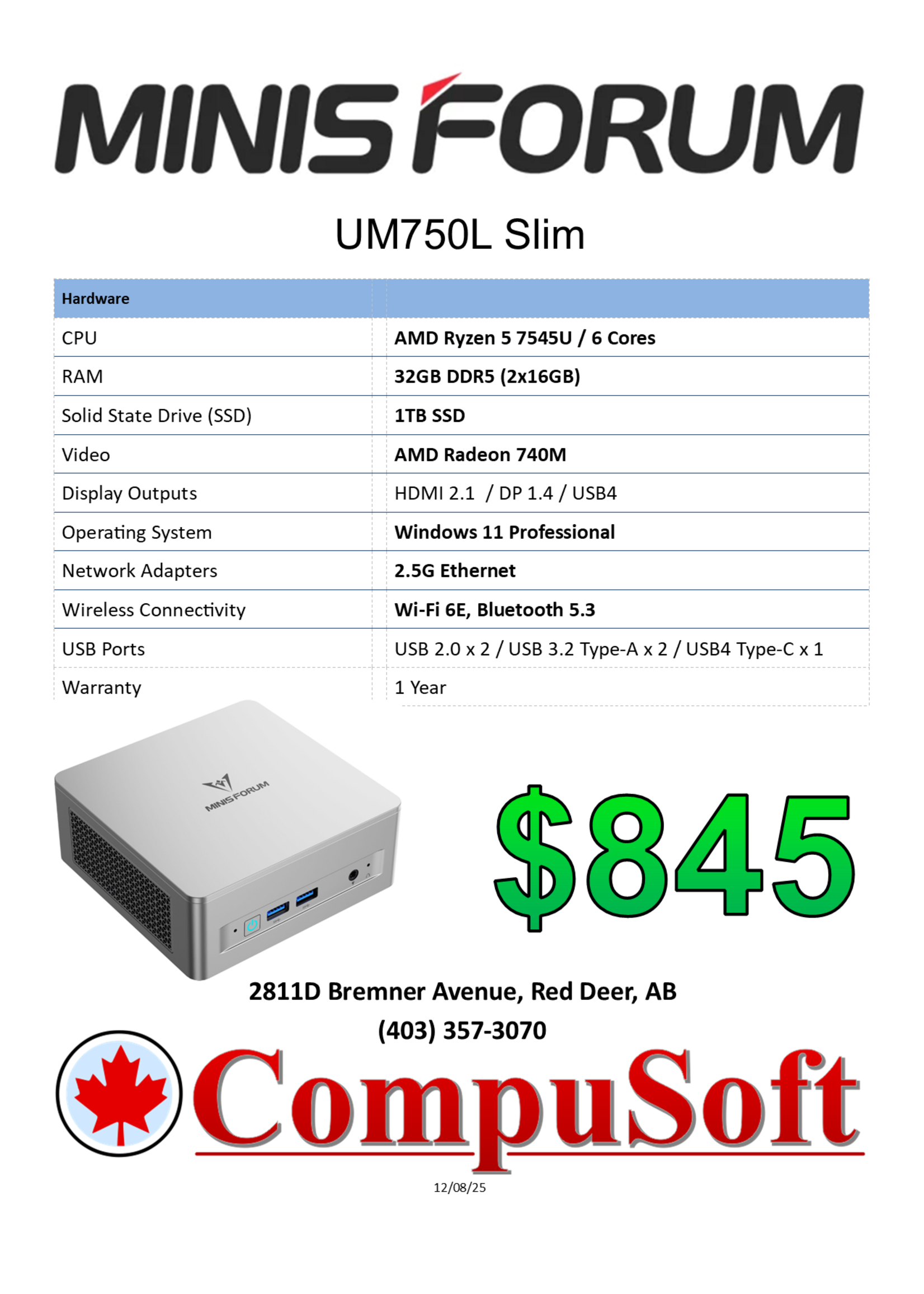 Minisforum Minisforum UM750L Slim