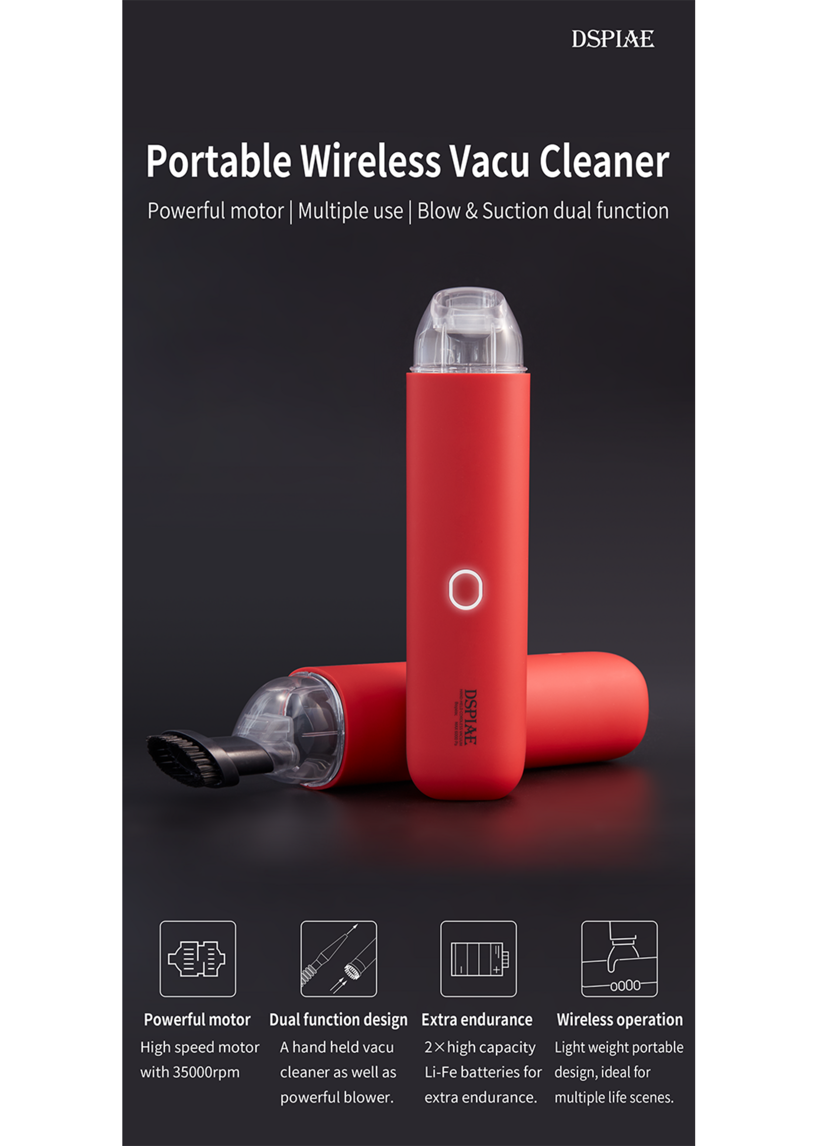 Dspiae Dspiae Portable Handheld Vacuum Cleaner