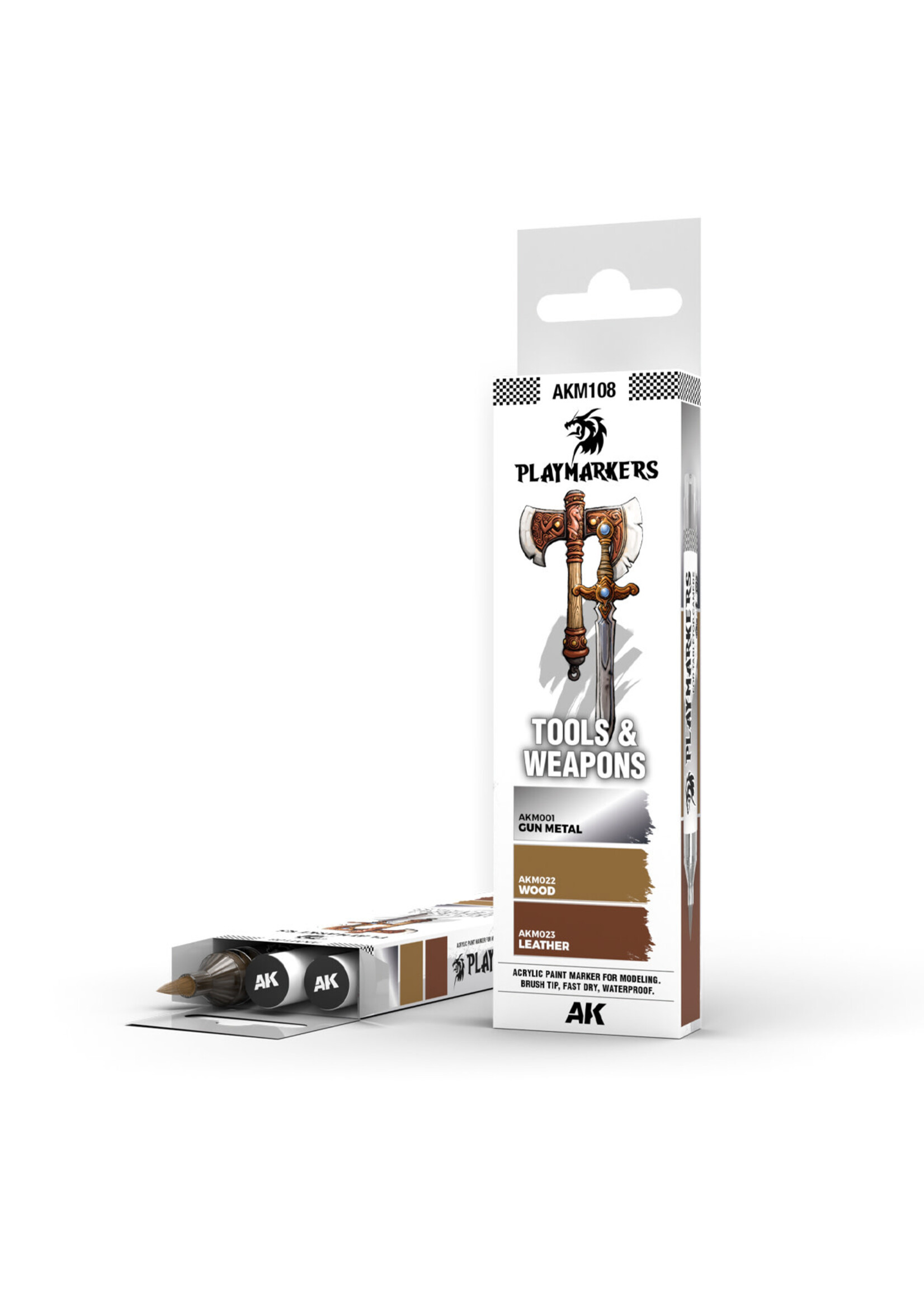 AK Interactive AK-M108 Tools & Weapons Set (3pc) Playmarker
