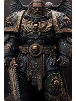 Metal Wall Sign 8x12 Inch Space Warrior with Chainsword