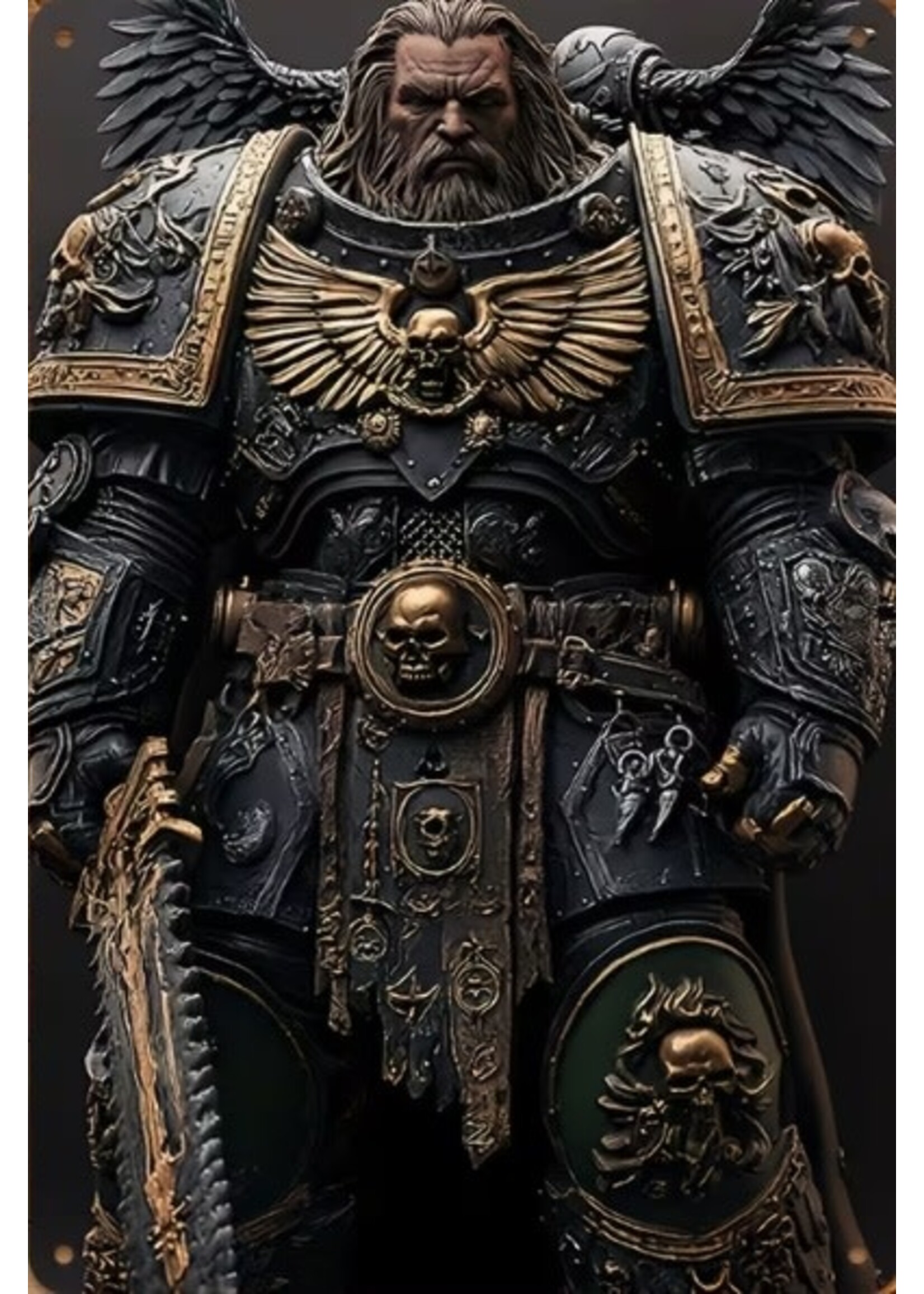 Metal Wall Sign 8x12 Inch Space Warrior with Chainsword