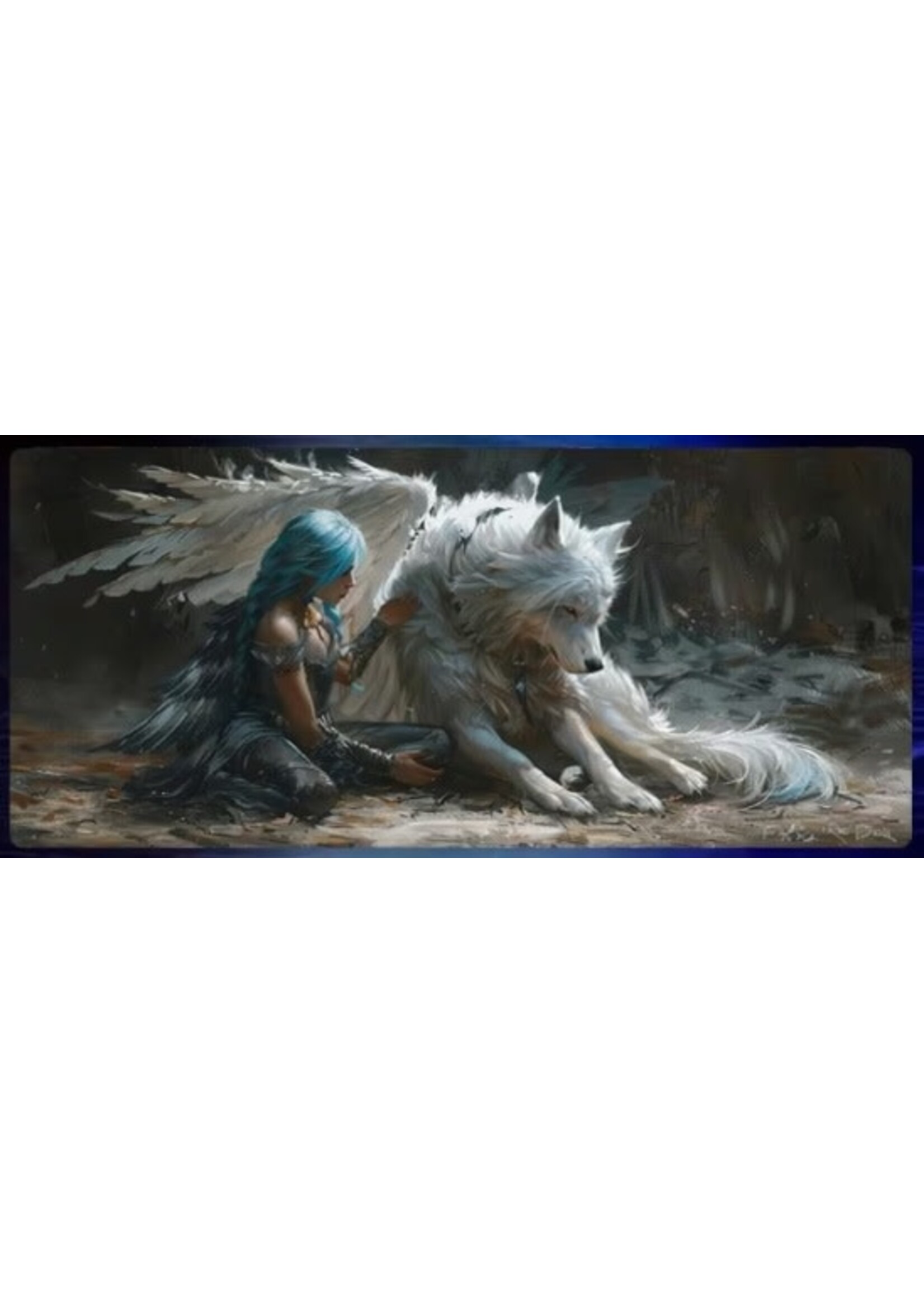 Mouse Pad 12x24 Inch Angel Wolf