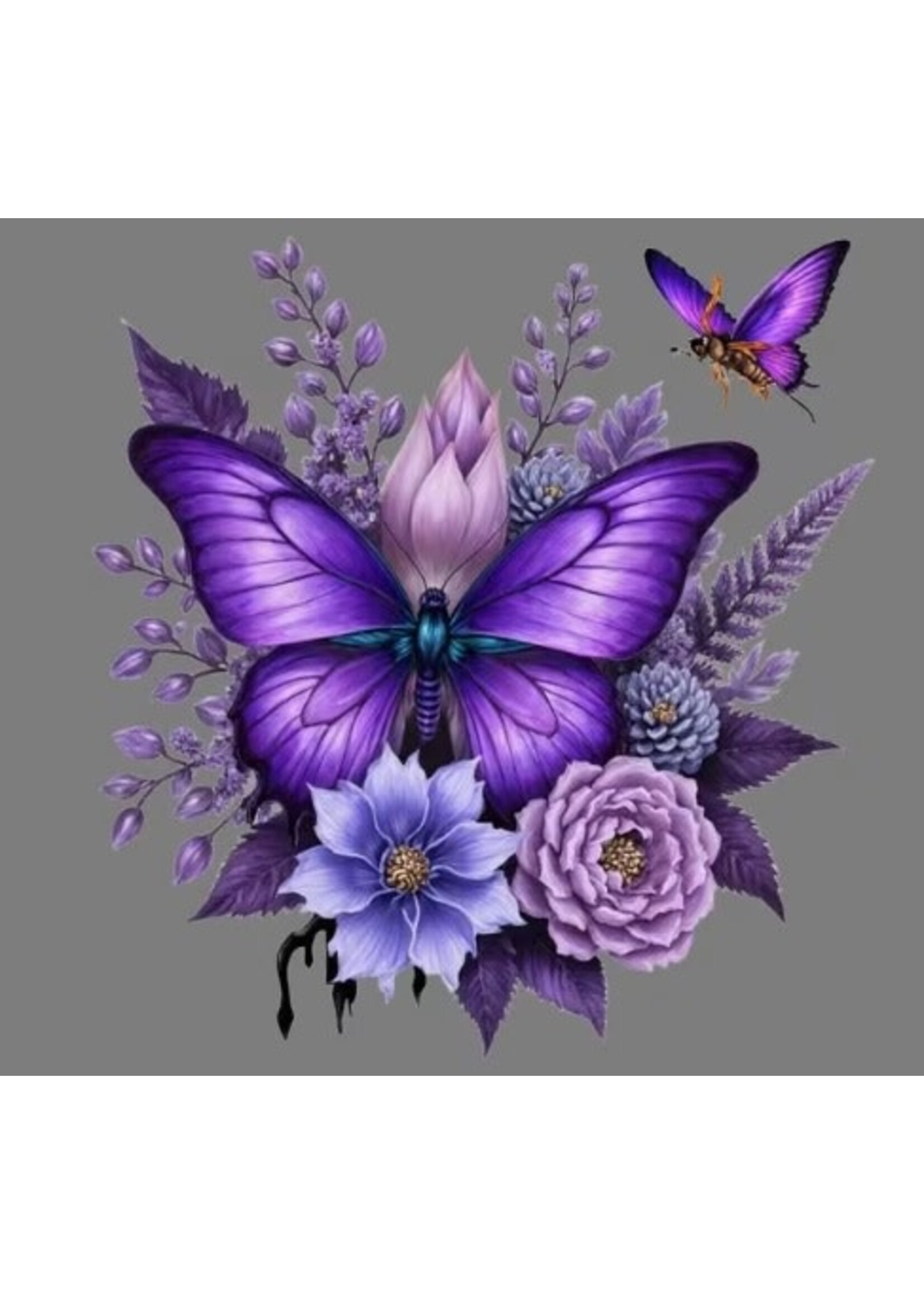 Sticker Purple Butterflies & Flowers