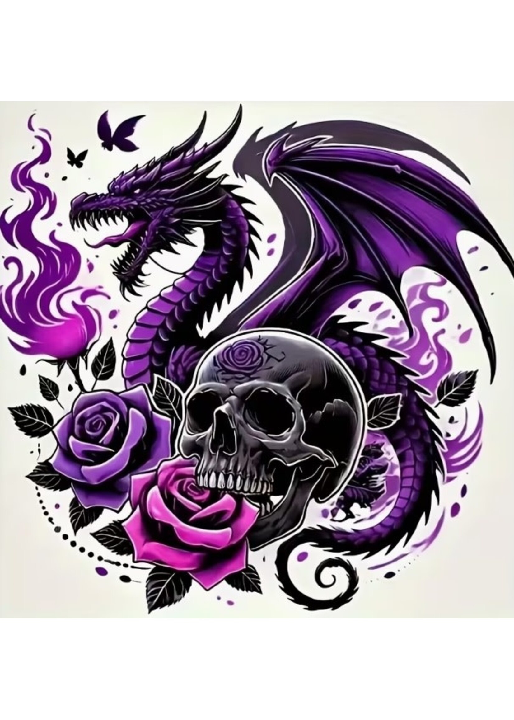 Sticker Purple Dragon & Skull