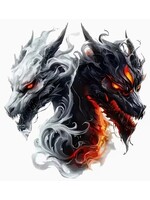 Sticker White & Black Dragon Heads