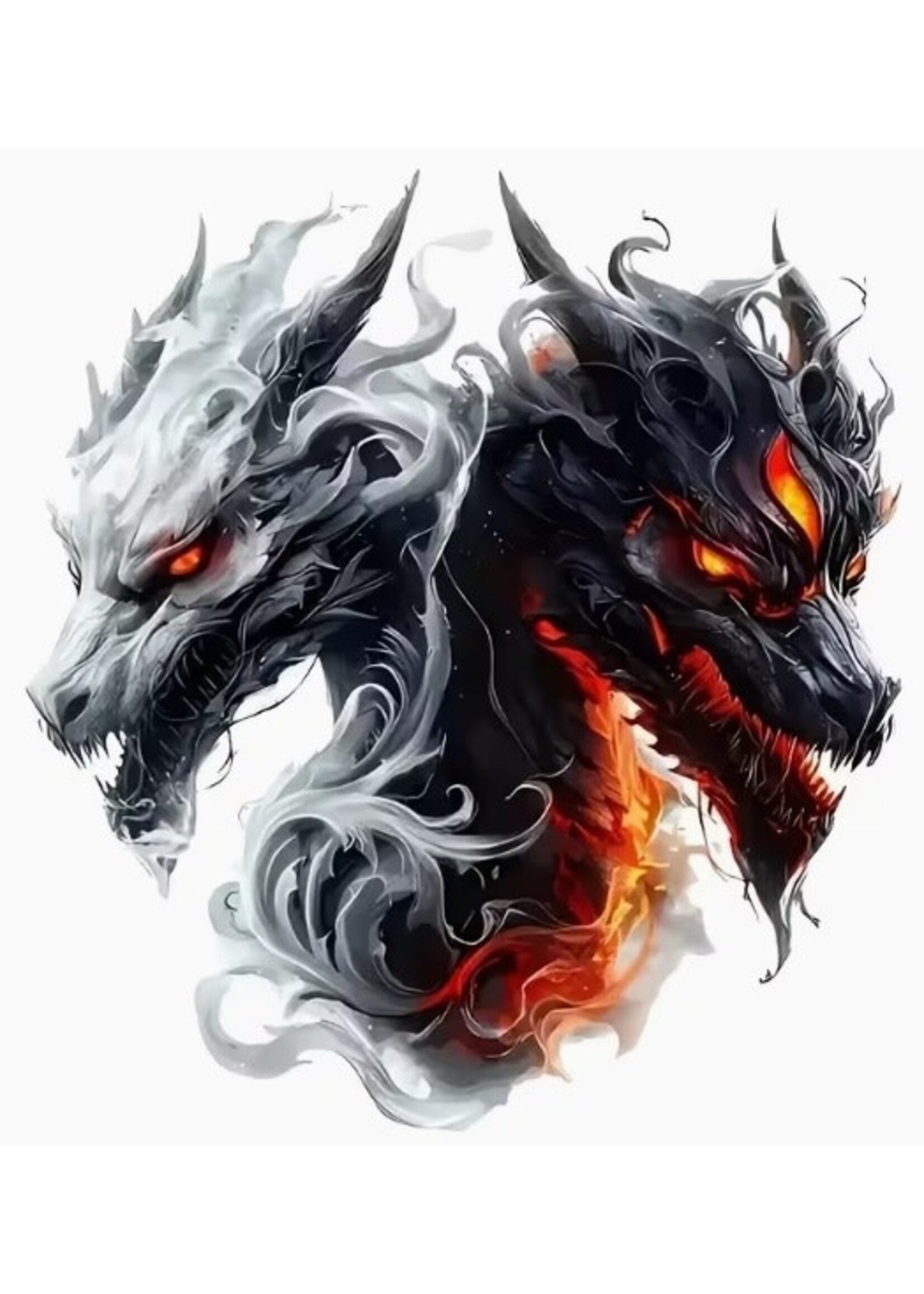 Sticker White & Black Dragon Heads
