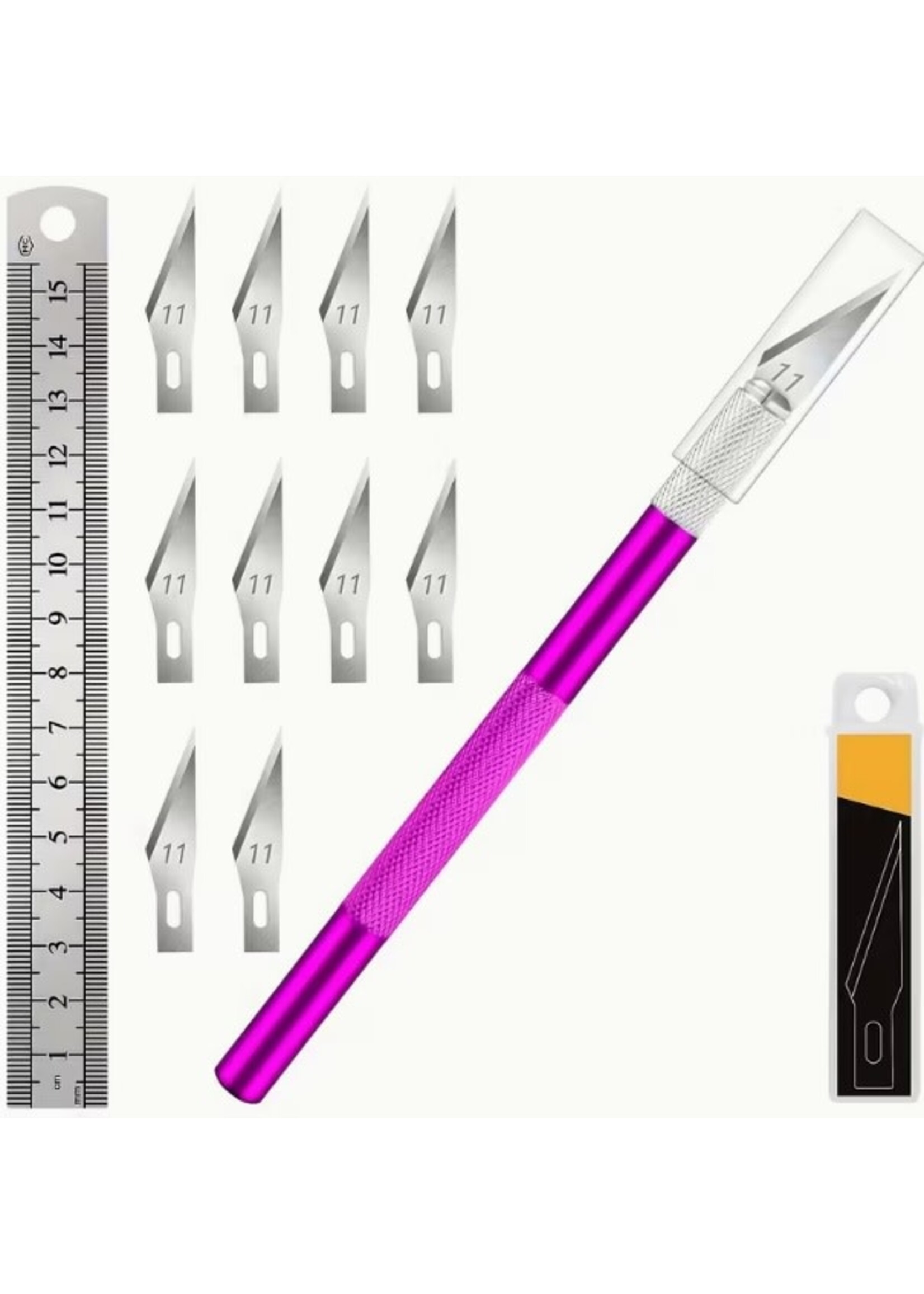 Exacto Knife with Blades and Ruler (11pc) Purple