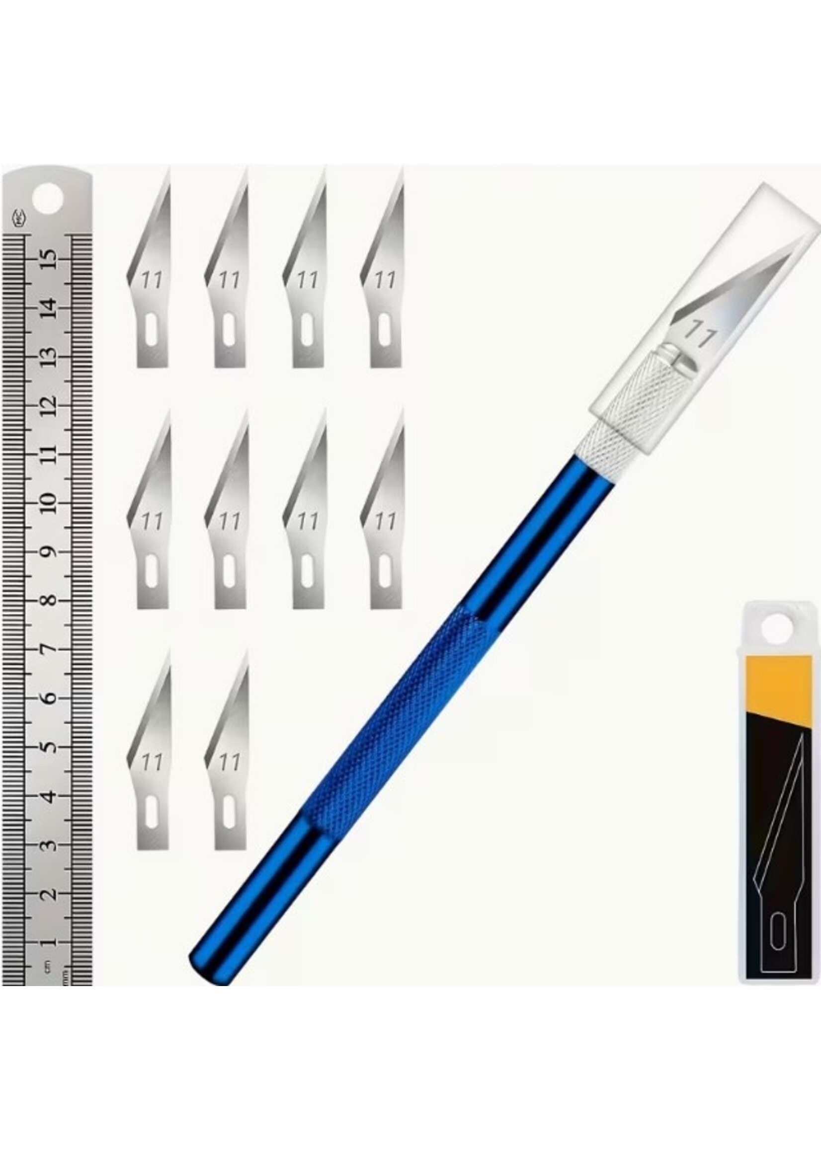 Exacto Knife with Blades and Ruler (11pc) Blue