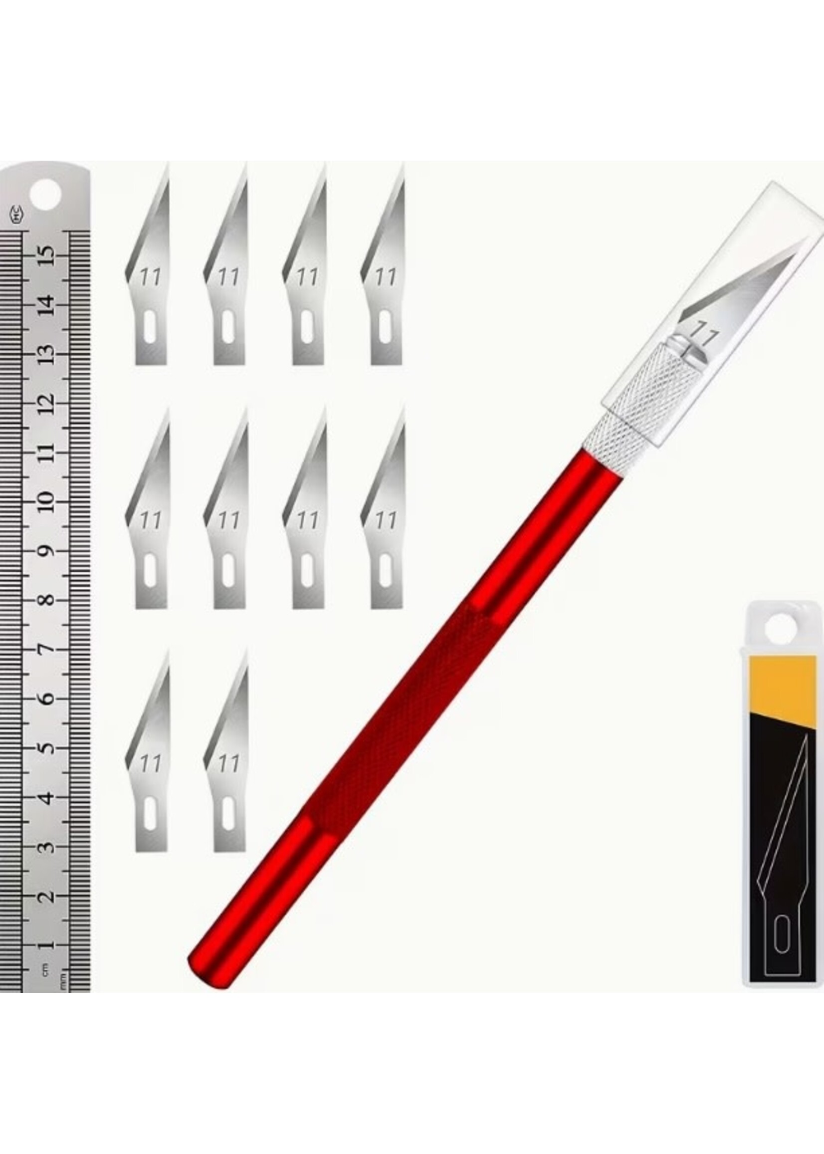 Exacto Knife with Blades and Ruler (11pc) Red