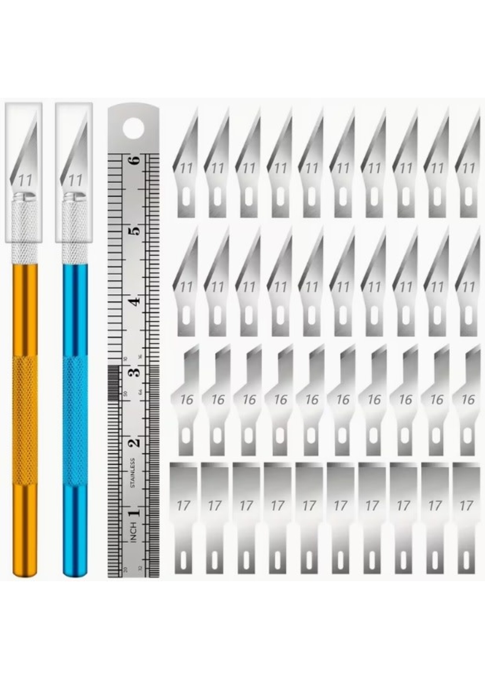 Hobby Set with 2 Exacto Knives, Ruler and Blades