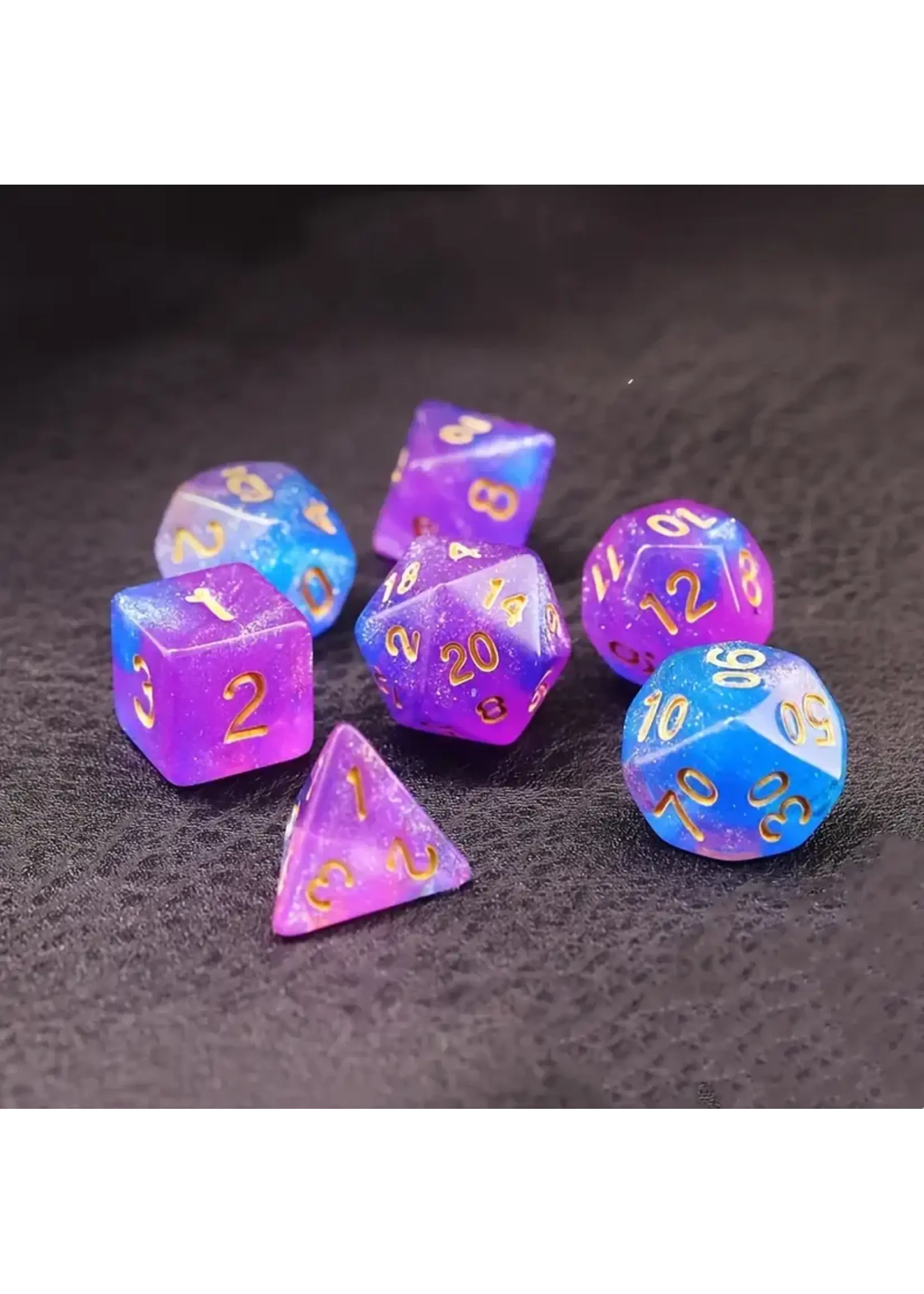 Dice RPG 7pc Starry Sky Pink Blue